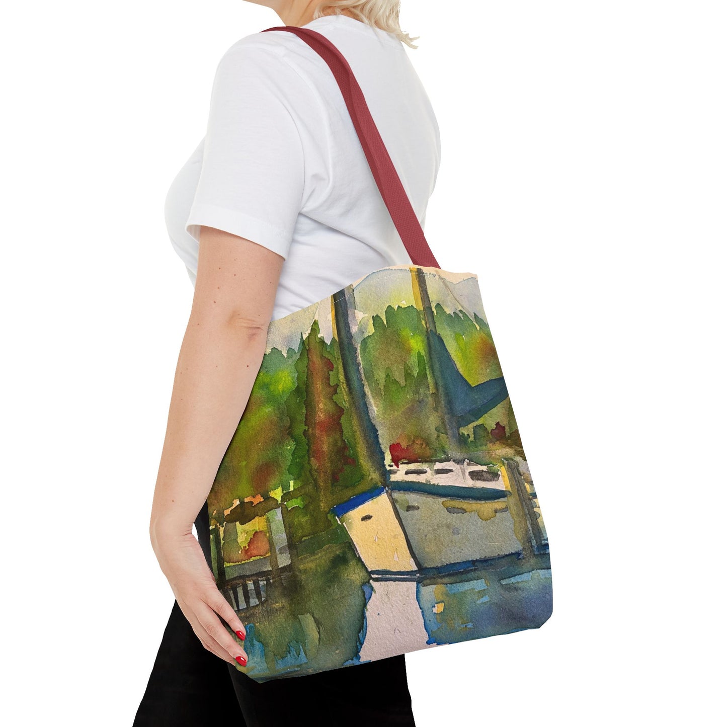 "Time to Sail Free" Watercolor Sailboat Tote Bag | Nautical Beach Bag, Bohemian Shopper, Eco-Friendly Canvas, Gift for Sailors, Summer Essentials