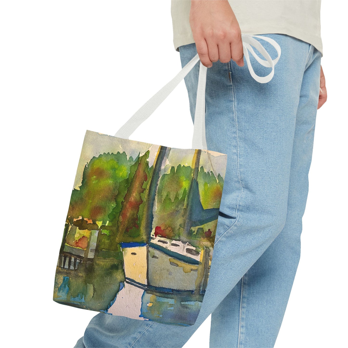 "Time to Sail Free" Watercolor Sailboat Tote Bag | Nautical Beach Bag, Bohemian Shopper, Eco-Friendly Canvas, Gift for Sailors, Summer Essentials