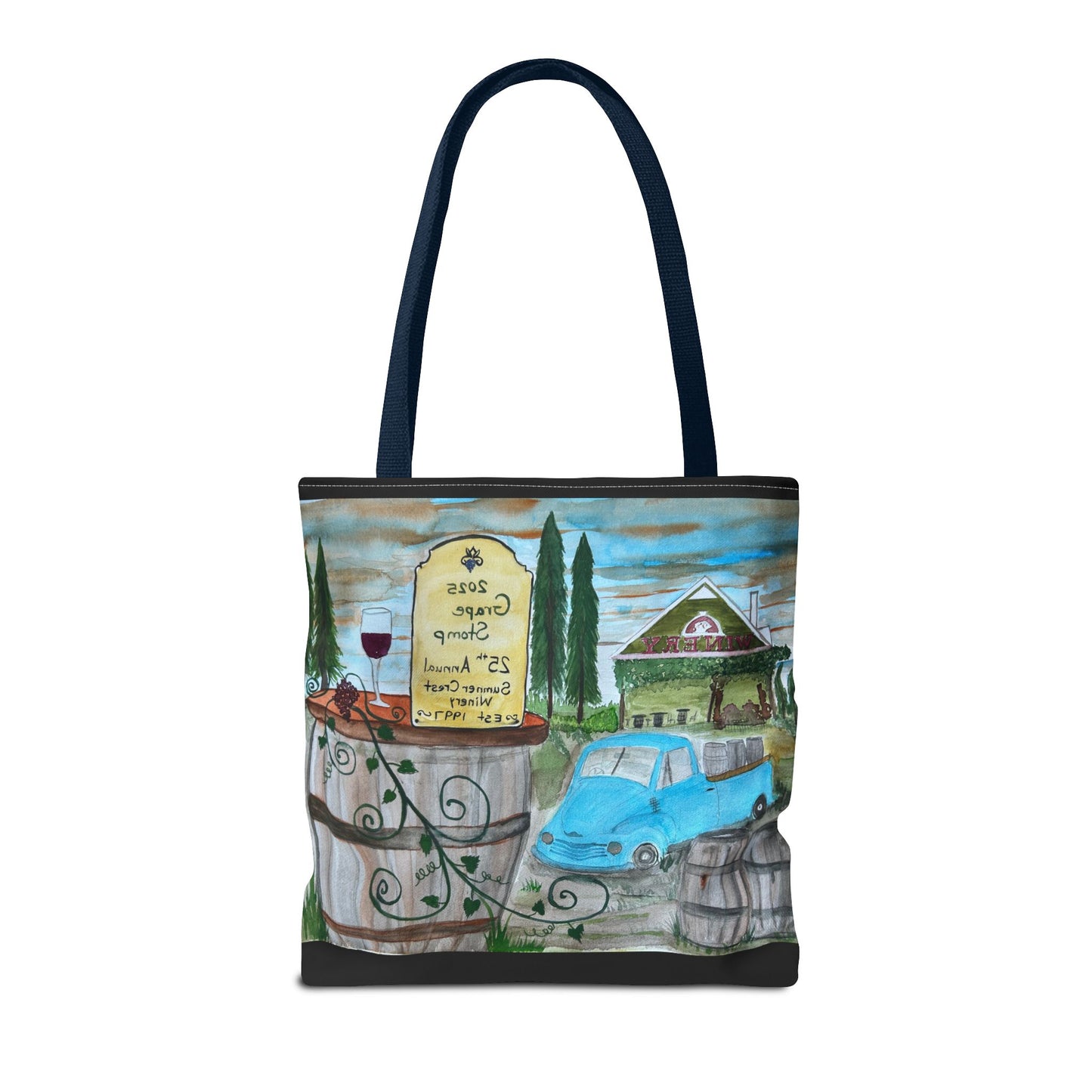 Sumner Crest Winery 25th Annual Grape Stomp is Charming Vineyard Tote Bag, Wine Lover Gift, Travel Bag, Grocery Tote, Eco-Friendly Shopping, Artisan Artwork