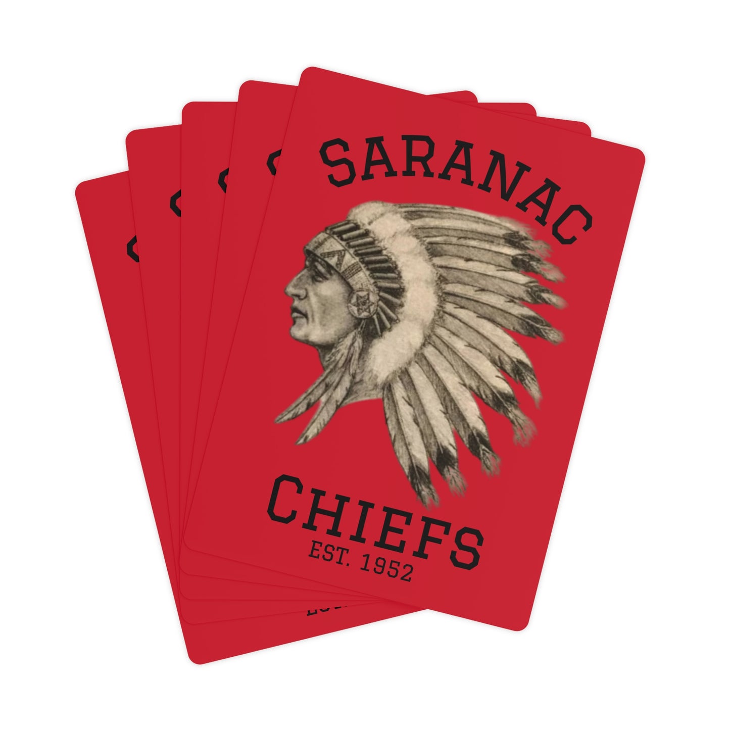 Saranac Chiefs Established in 1952 Poker Playing Cards Set - Vintage Design, Unique Gift for Game Night, Collectible Cards, Card Games, Poker Enthusiasts