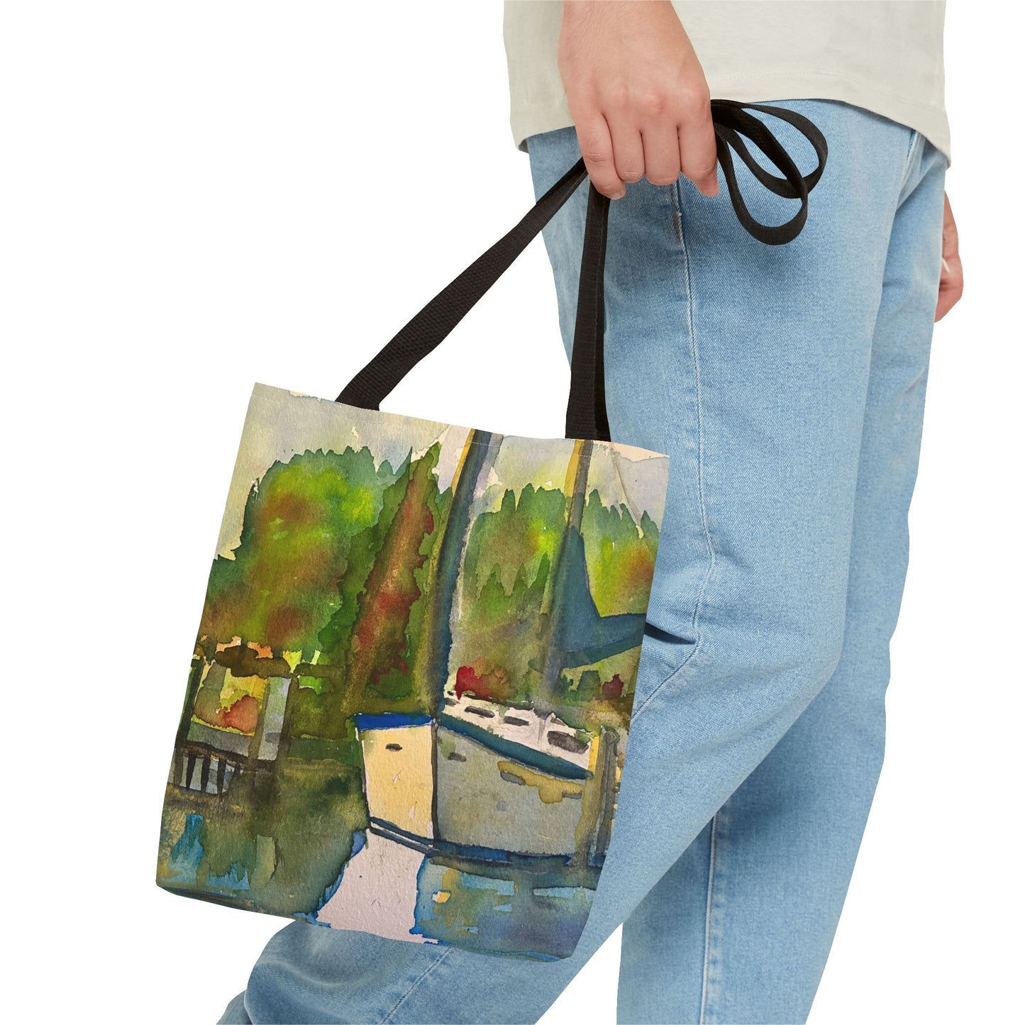 "Time to Sail Free" Watercolor Sailboat Tote Bag | Nautical Beach Bag, Bohemian Shopper, Eco-Friendly Canvas, Gift for Sailors, Summer Essentials