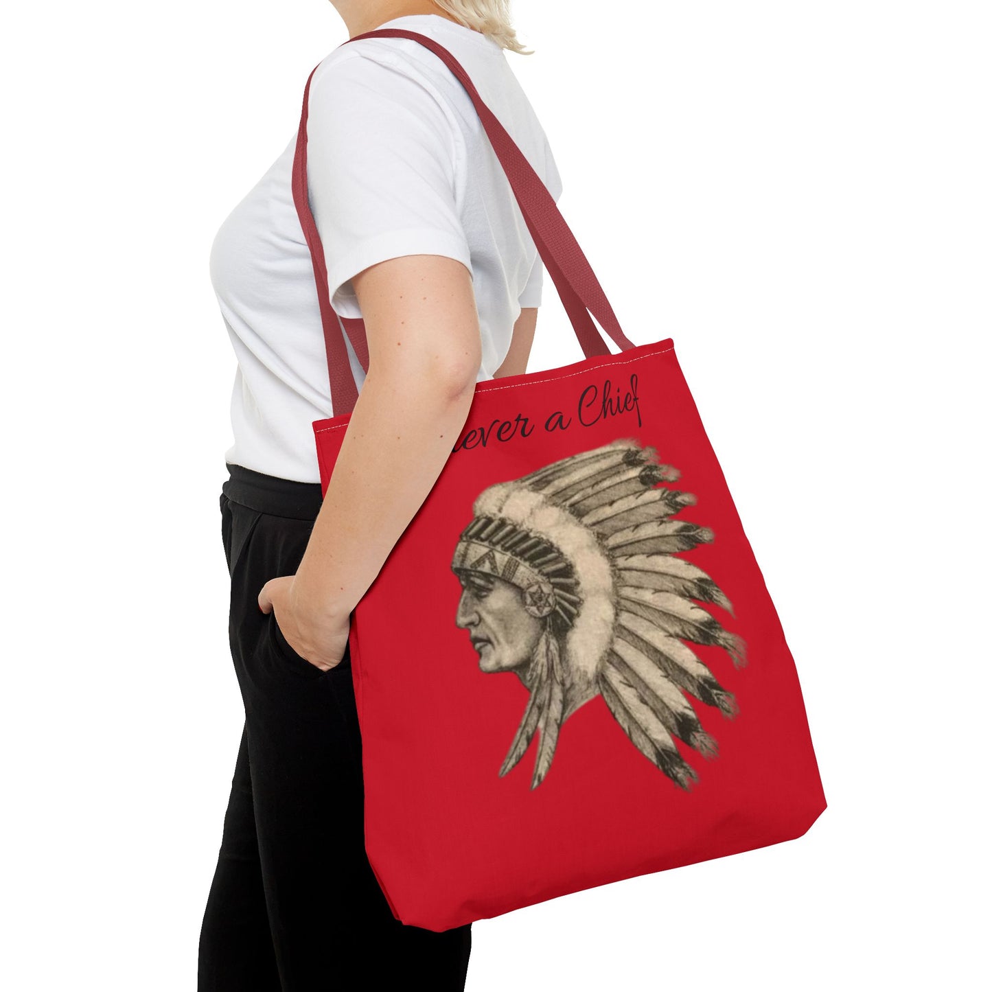 Forever a Chief Tote Bag, School Spirit Bag, Red Tote for Students, Eco-Friendly Shopping Bag, College Travel Tote