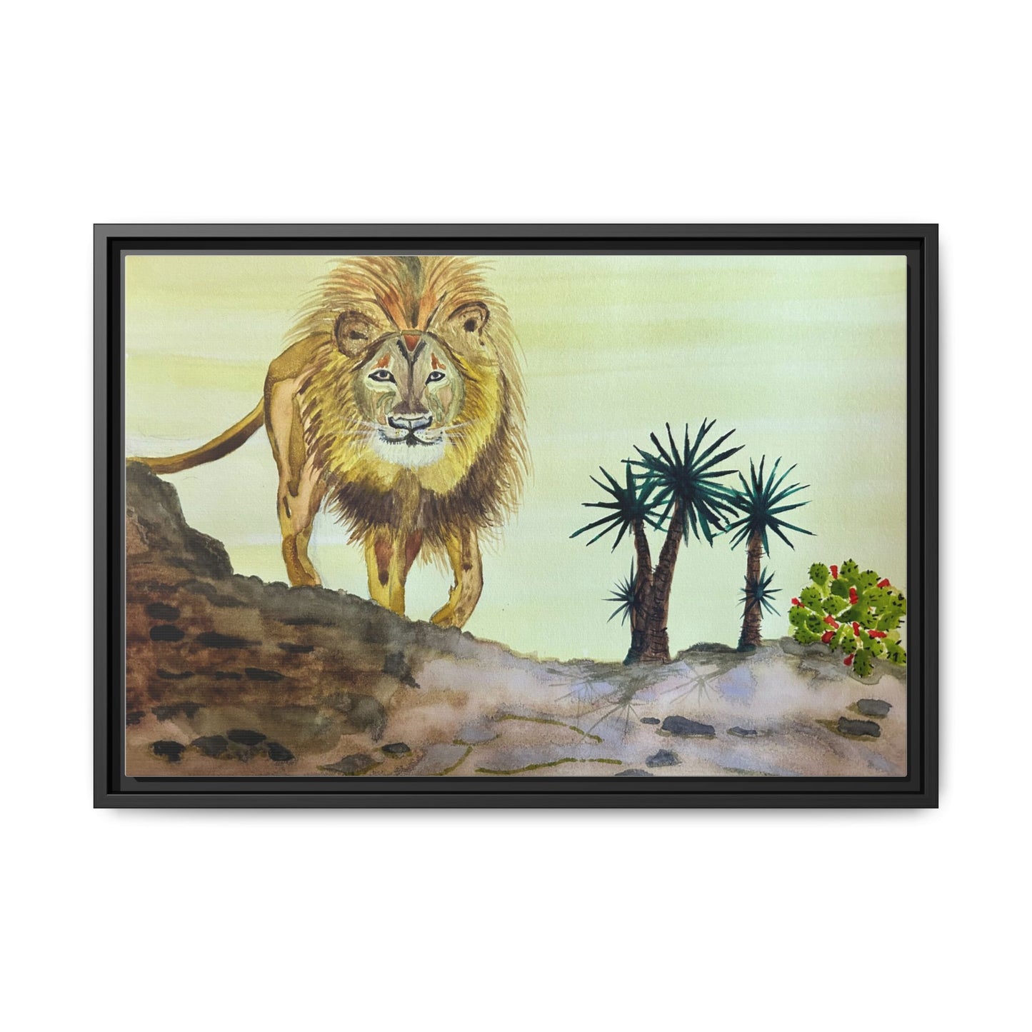 Lion Matte Canvas, Framed (Multi-color)