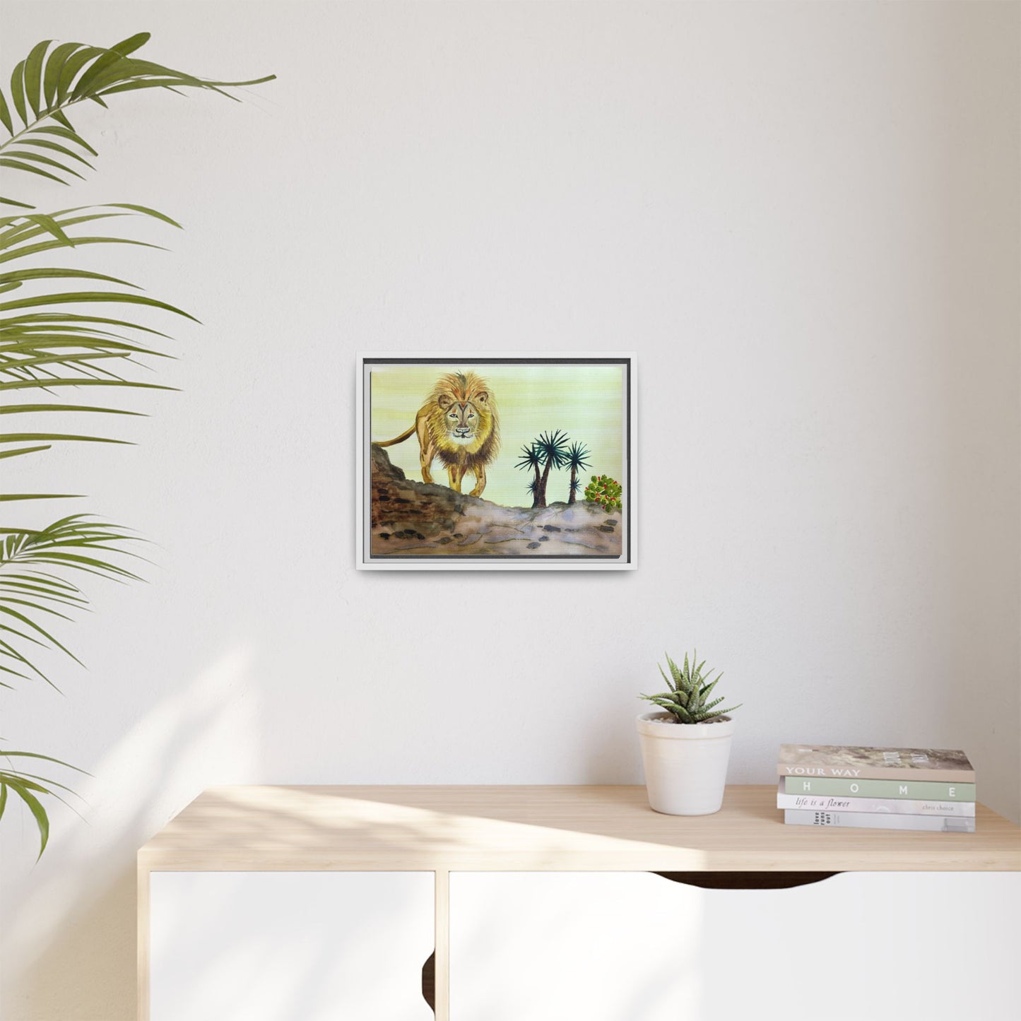 Lion Matte Canvas, Framed (Multi-color)