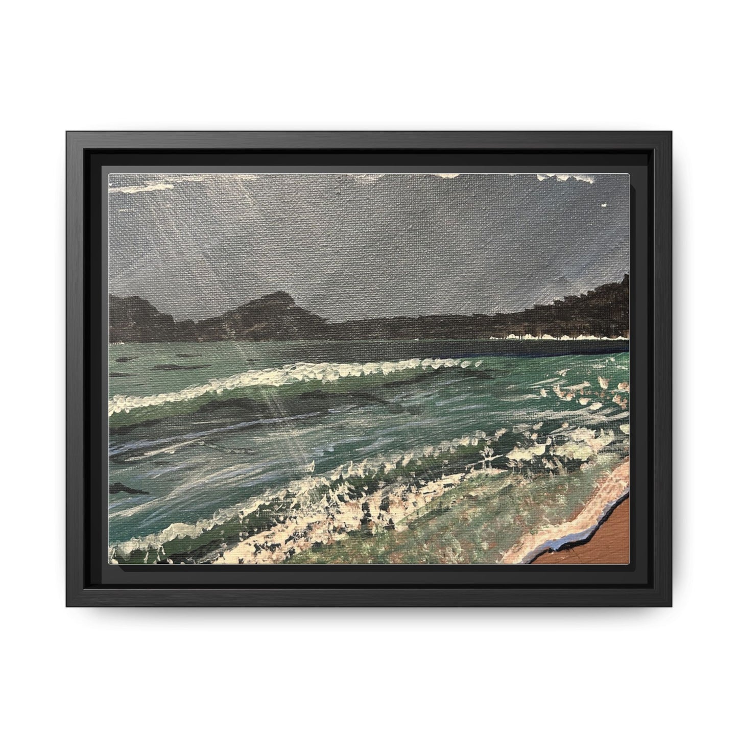 Walk on the Beach Matte Canvas, Black Frame