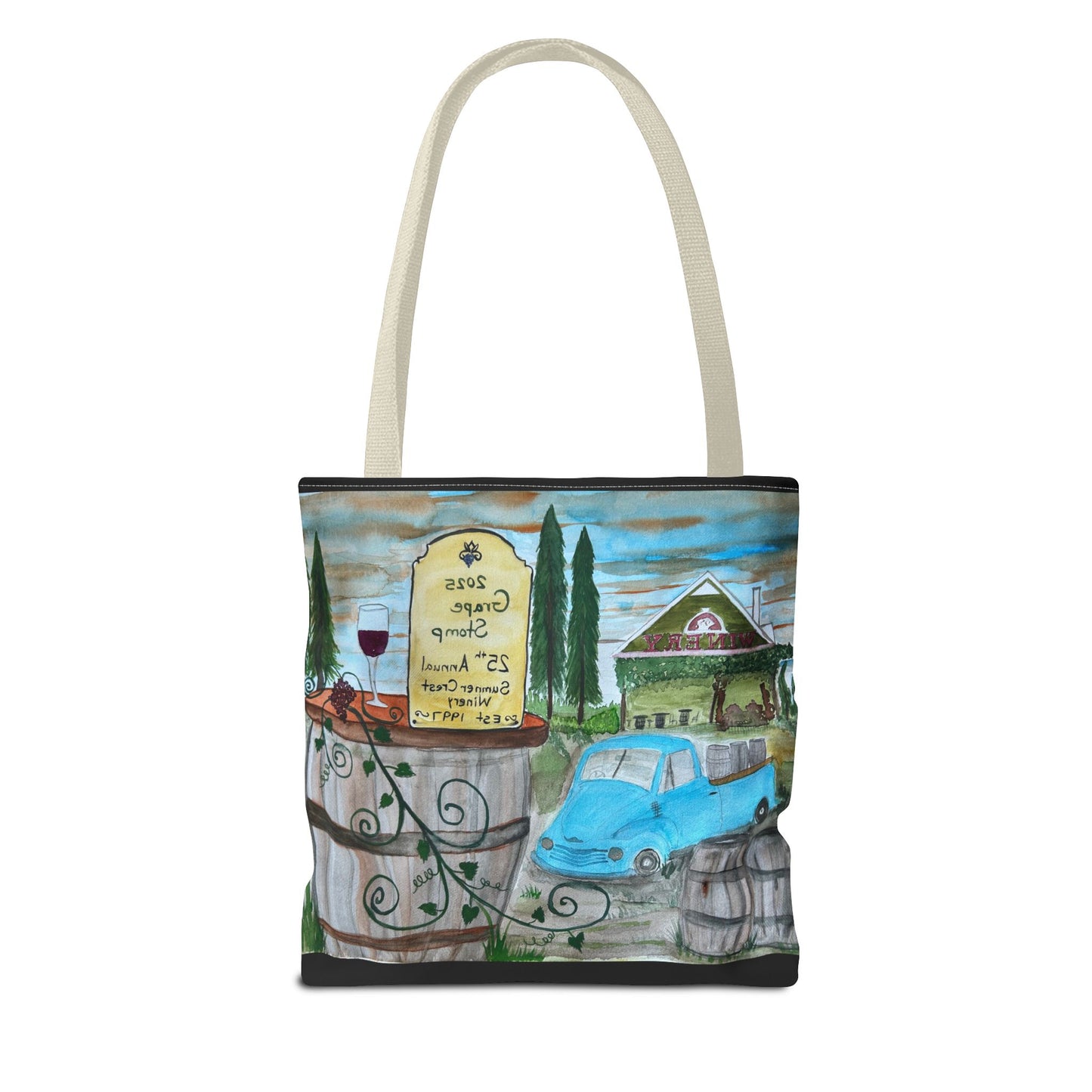 Sumner Crest Winery 25th Annual Grape Stomp is Charming Vineyard Tote Bag, Wine Lover Gift, Travel Bag, Grocery Tote, Eco-Friendly Shopping, Artisan Artwork