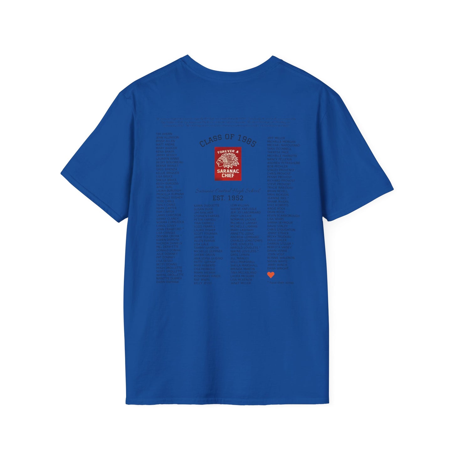Saranac Chiefs Class of '85 Reunion Unisex T-Shirt - Nostalgic College Tee, Class of 1985 Spirit Wear, Forever a Chief Apparel, Vintage Fan Top