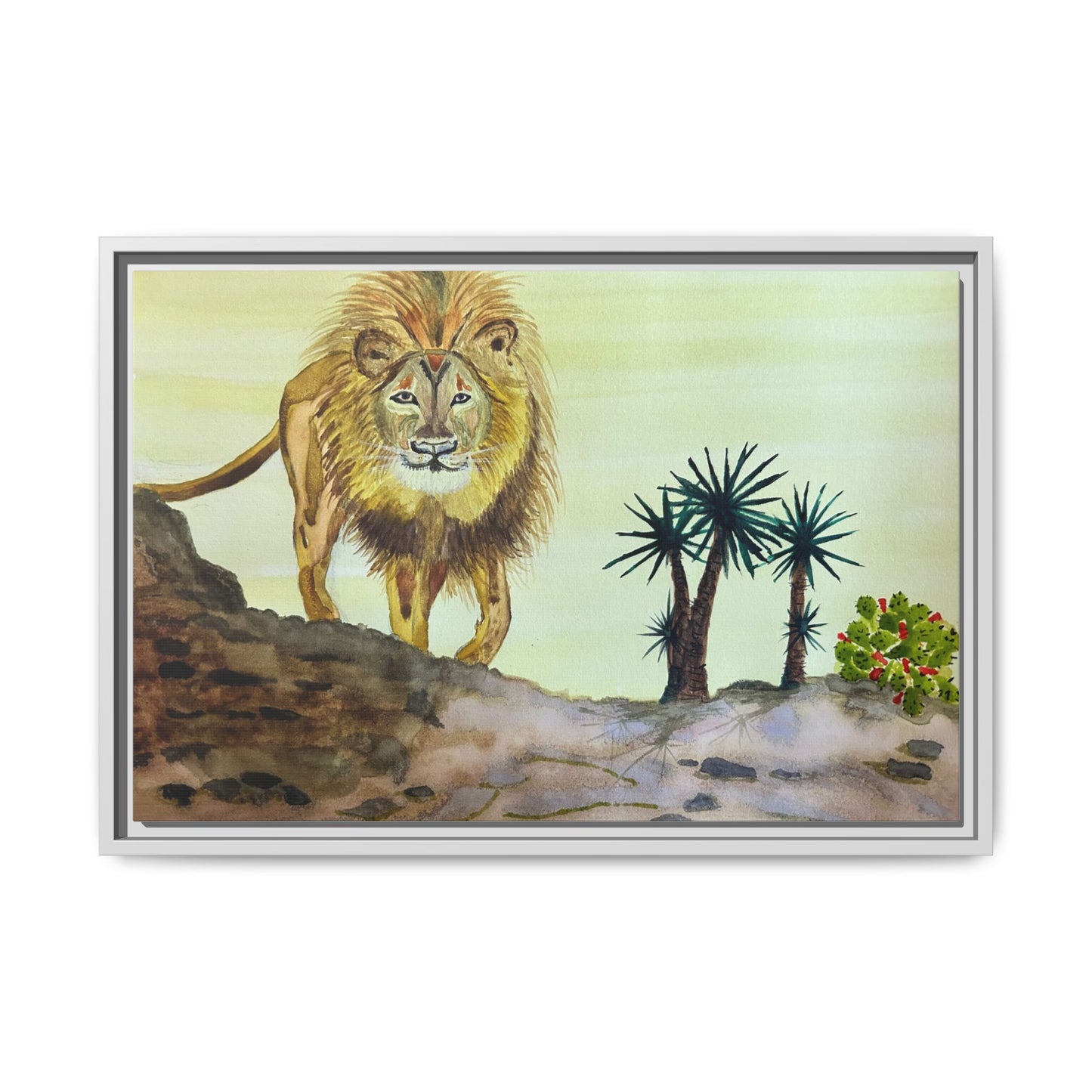 Lion Matte Canvas, Framed (Multi-color)