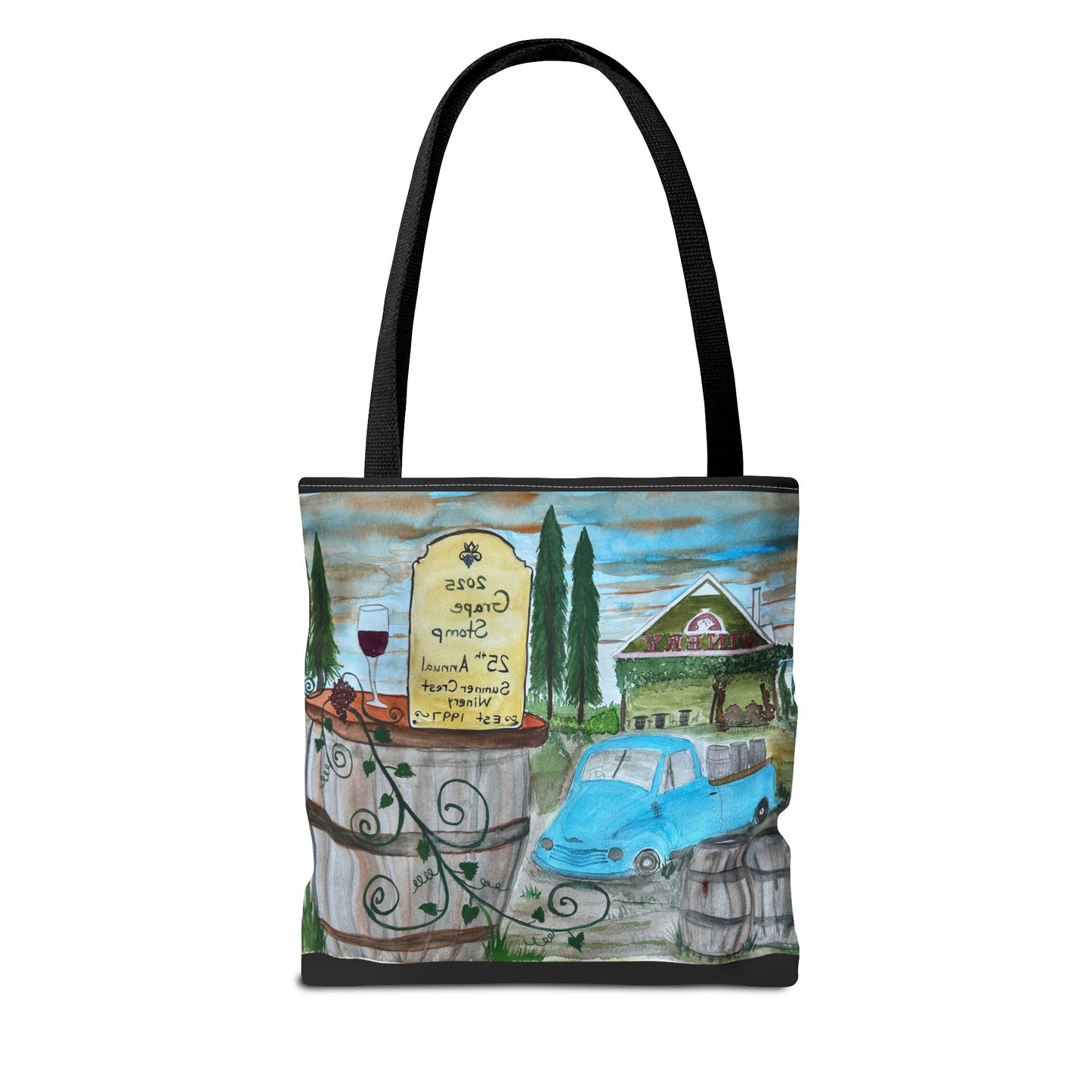 Sumner Crest Winery 25th Annual Grape Stomp is Charming Vineyard Tote Bag, Wine Lover Gift, Travel Bag, Grocery Tote, Eco-Friendly Shopping, Artisan Artwork