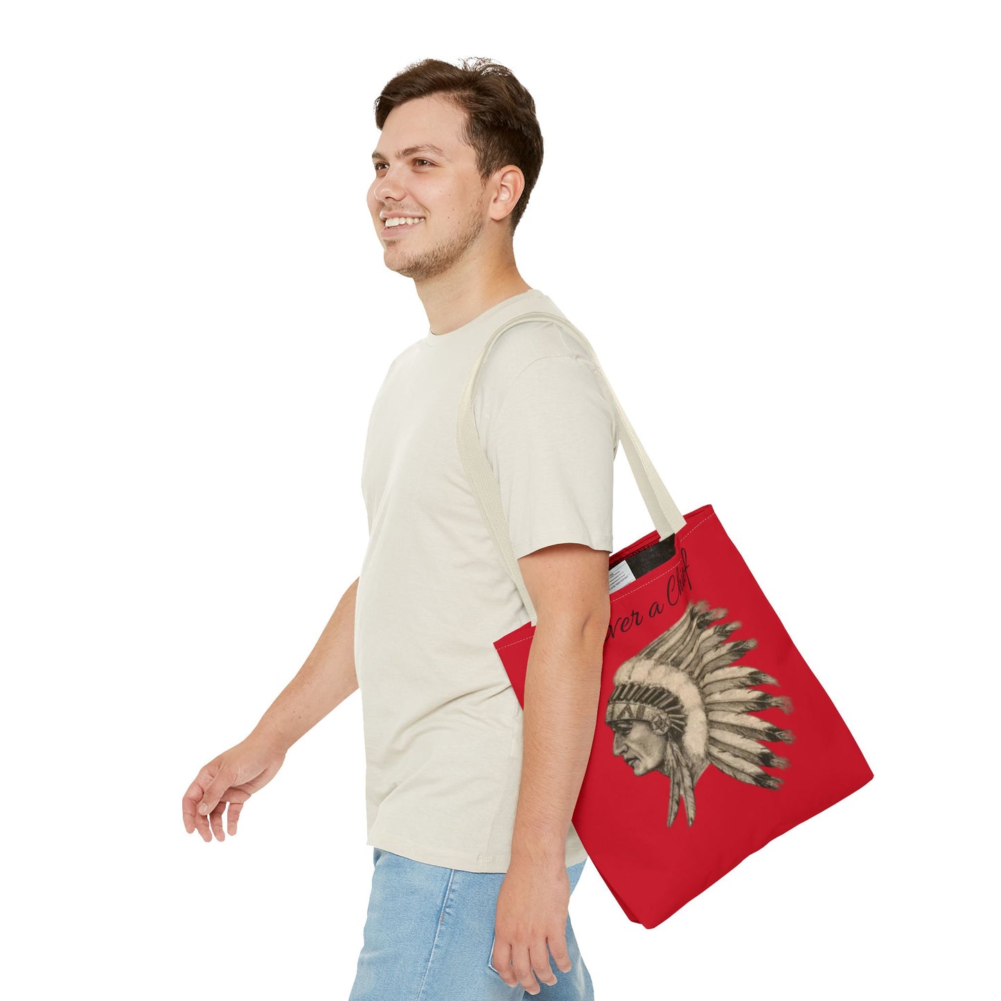 Forever a Chief Tote Bag, School Spirit Bag, Red Tote for Students, Eco-Friendly Shopping Bag, College Travel Tote