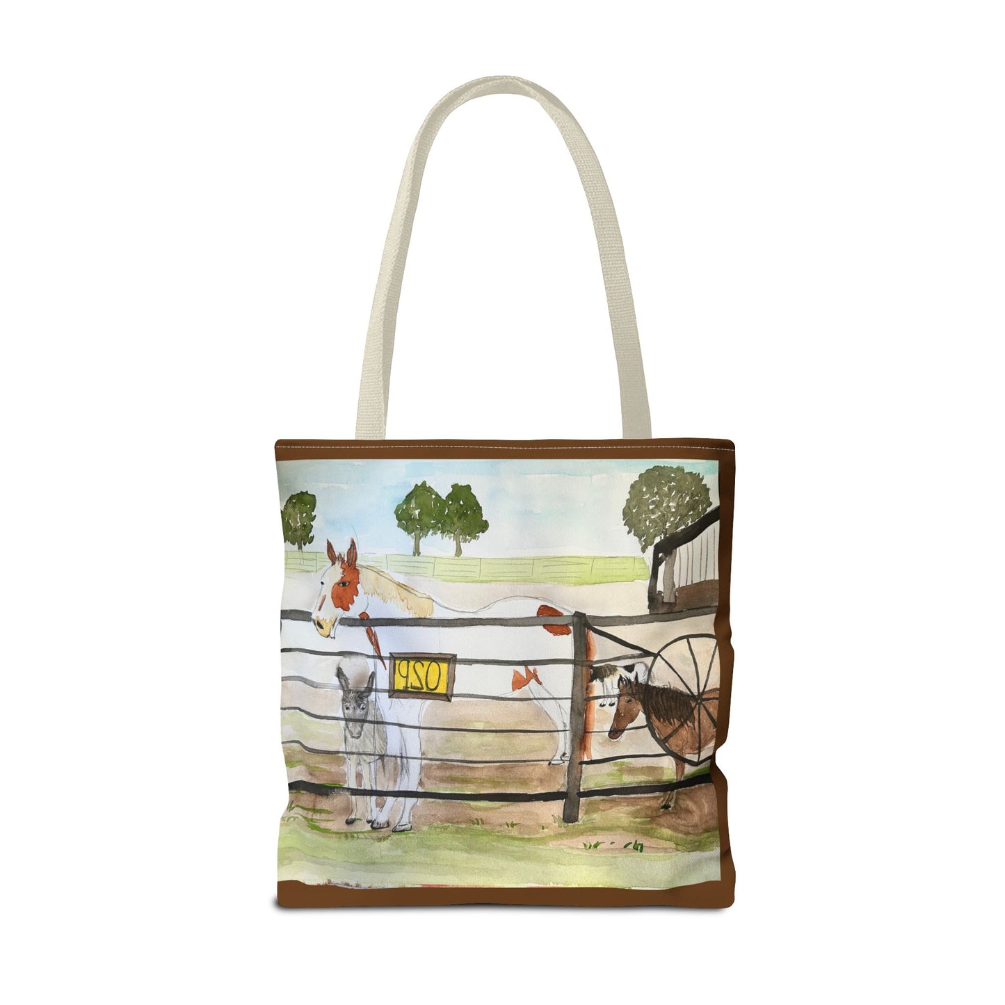 "Out 2 Pasture" Rescue Animal Ranch Tote Bag & Stable Scene Design