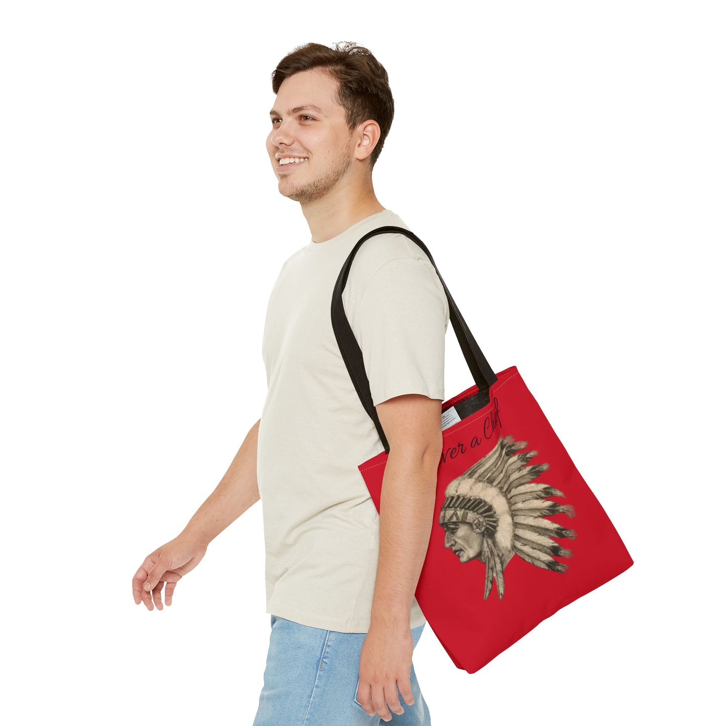 Forever a Chief Tote Bag, School Spirit Bag, Red Tote for Students, Eco-Friendly Shopping Bag, College Travel Tote