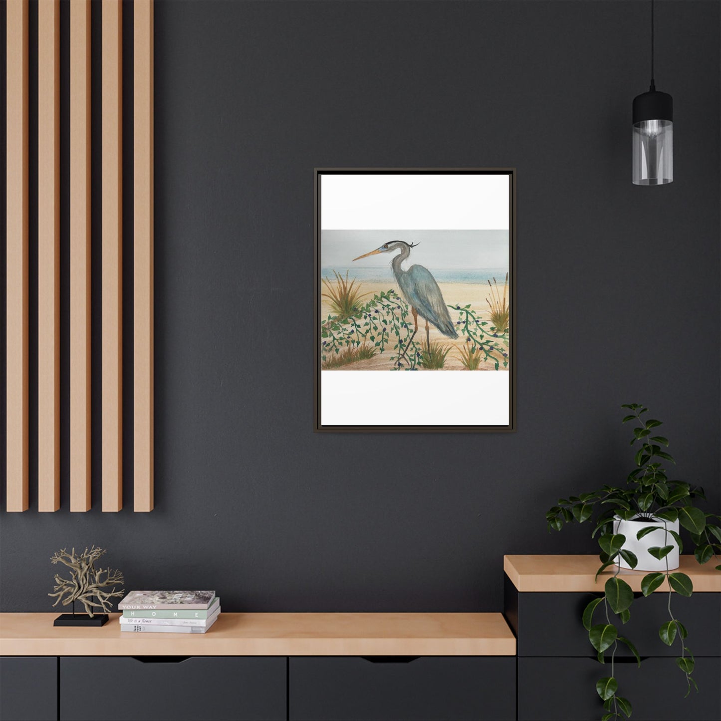 Blue Heron Juvenile Matte Canvas, Framed (Multi-color)