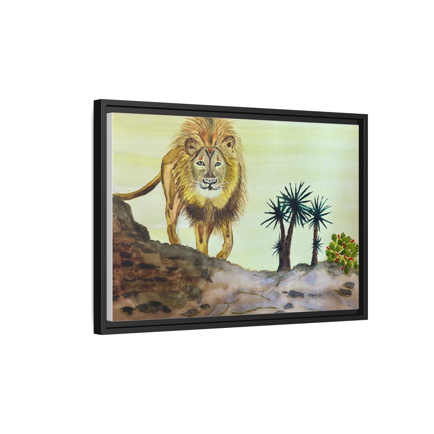 Lion Matte Canvas, Framed (Multi-color)