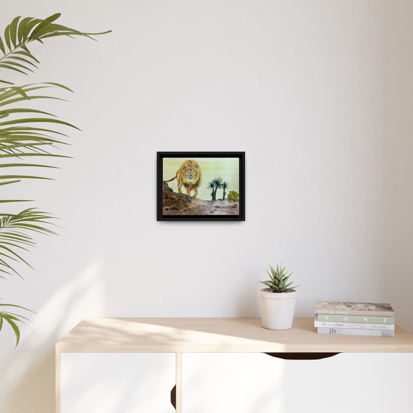 Lion Matte Canvas, Framed (Multi-color)