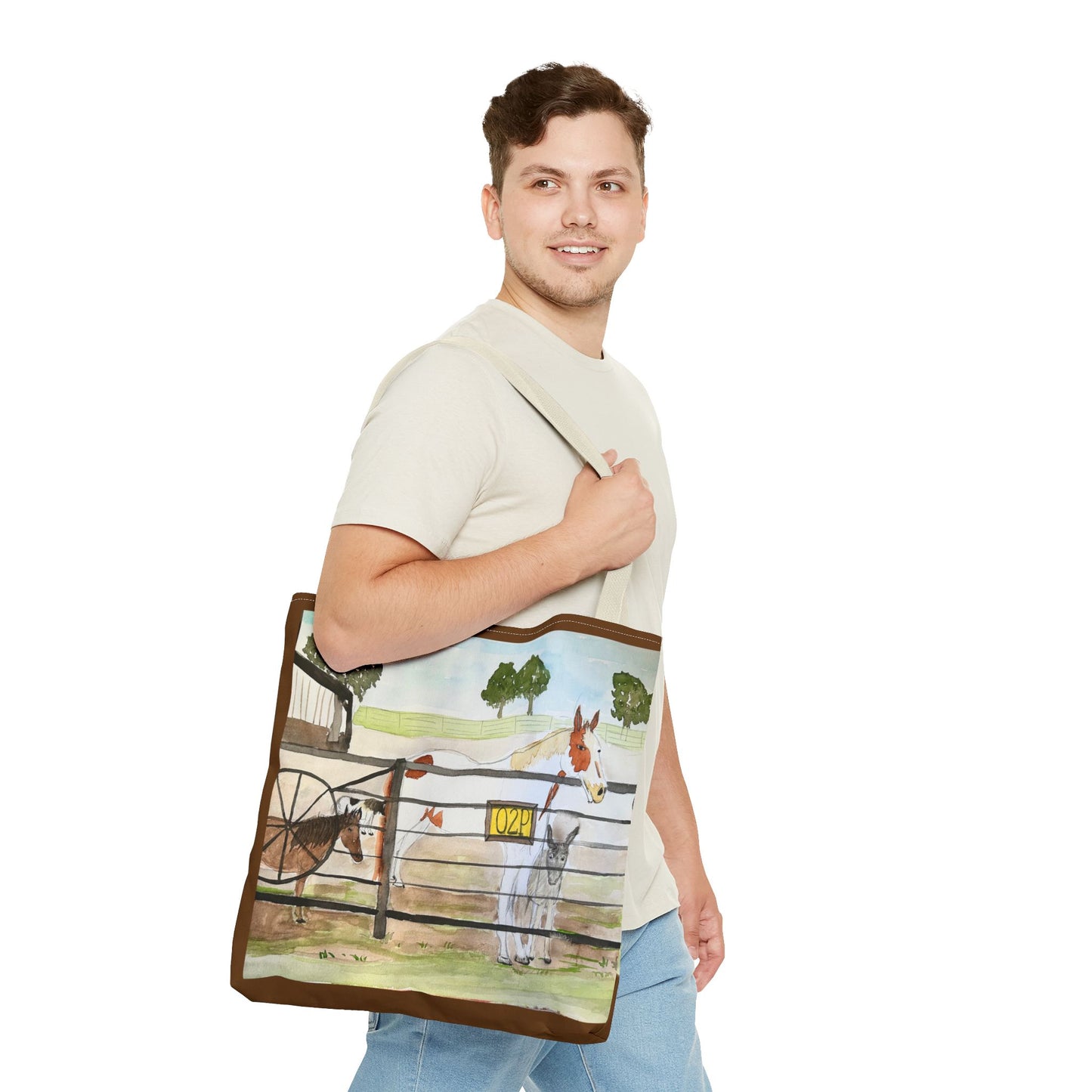 "Out 2 Pasture" Rescue Animal Ranch Tote Bag & Stable Scene Design