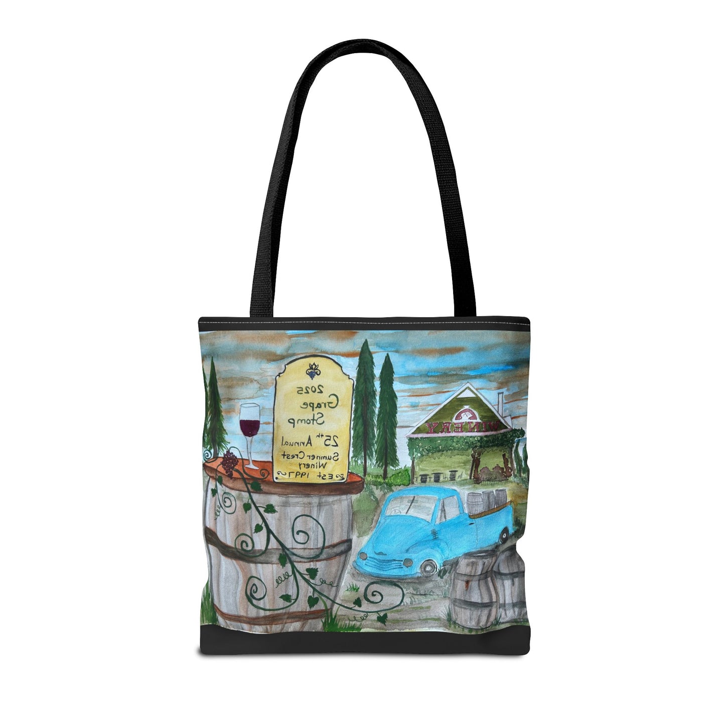 Sumner Crest Winery 25th Annual Grape Stomp is Charming Vineyard Tote Bag, Wine Lover Gift, Travel Bag, Grocery Tote, Eco-Friendly Shopping, Artisan Artwork