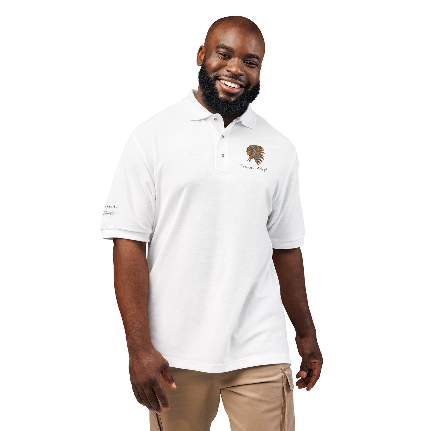 Forever a Saranac Chief - Stylish Unisex Embroidered Polo Shirt - Perfect for Casual Outings, Gift for Friends, Summer Events, Father's Day & Workwear