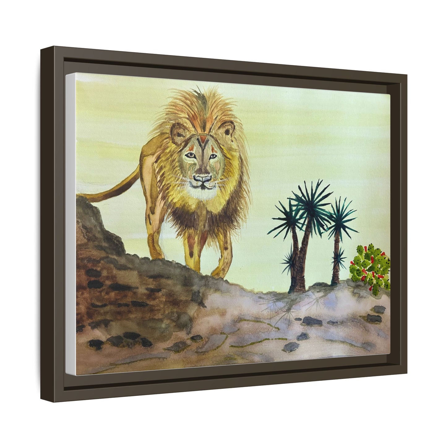 Lion Matte Canvas, Framed (Multi-color)