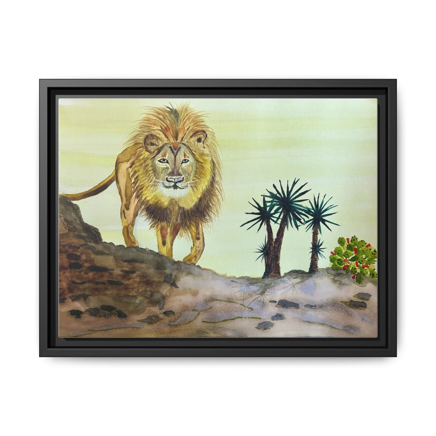 Lion Matte Canvas, Framed (Multi-color)