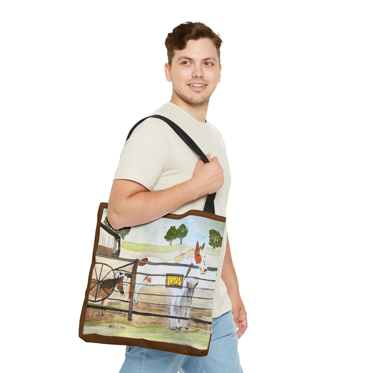 "Out 2 Pasture" Rescue Animal Ranch Tote Bag & Stable Scene Design