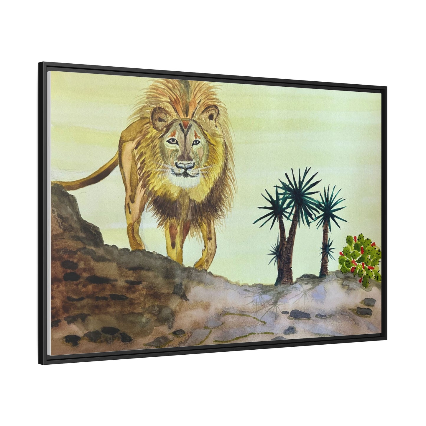 Lion Matte Canvas, Framed (Multi-color)