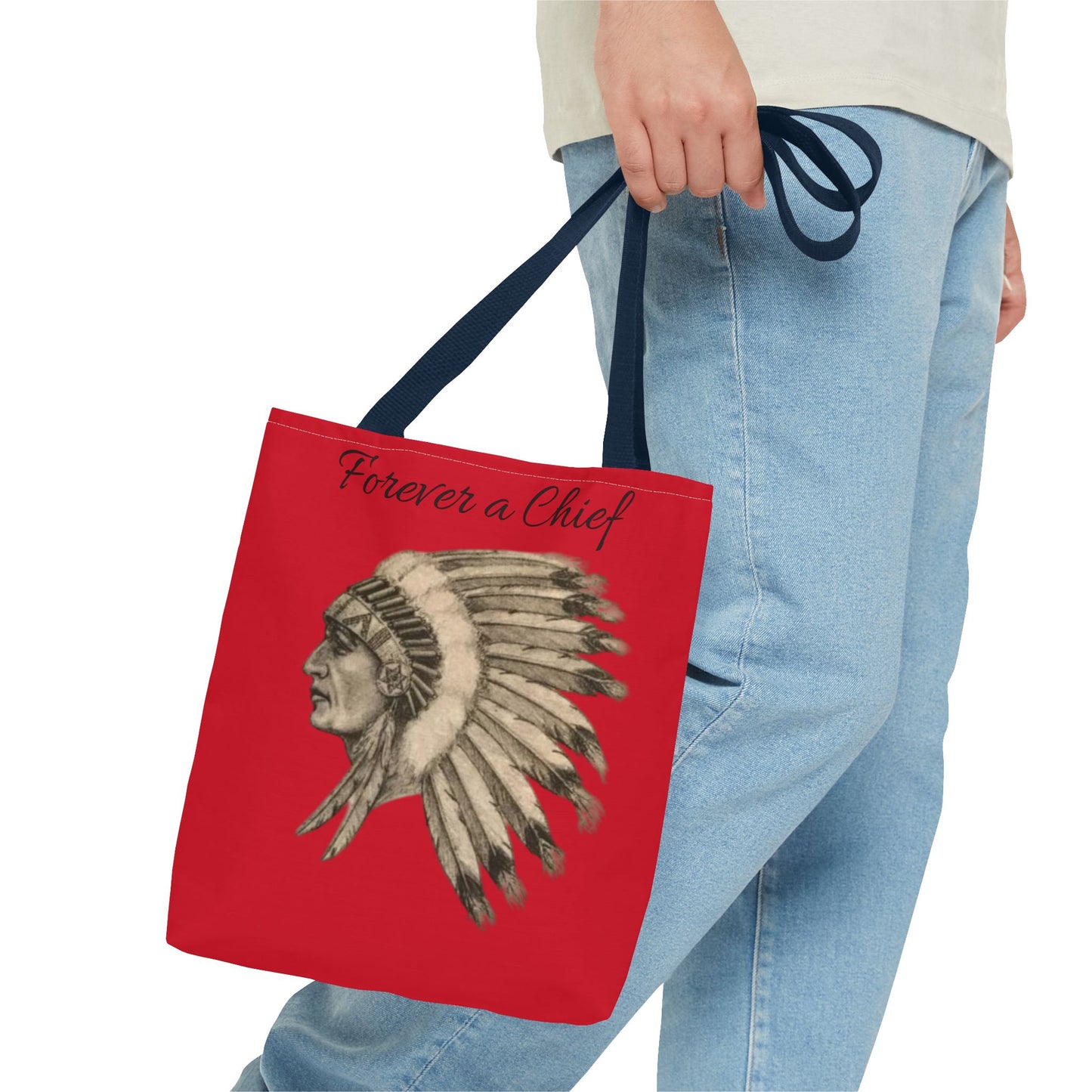 Forever a Chief Tote Bag, School Spirit Bag, Red Tote for Students, Eco-Friendly Shopping Bag, College Travel Tote
