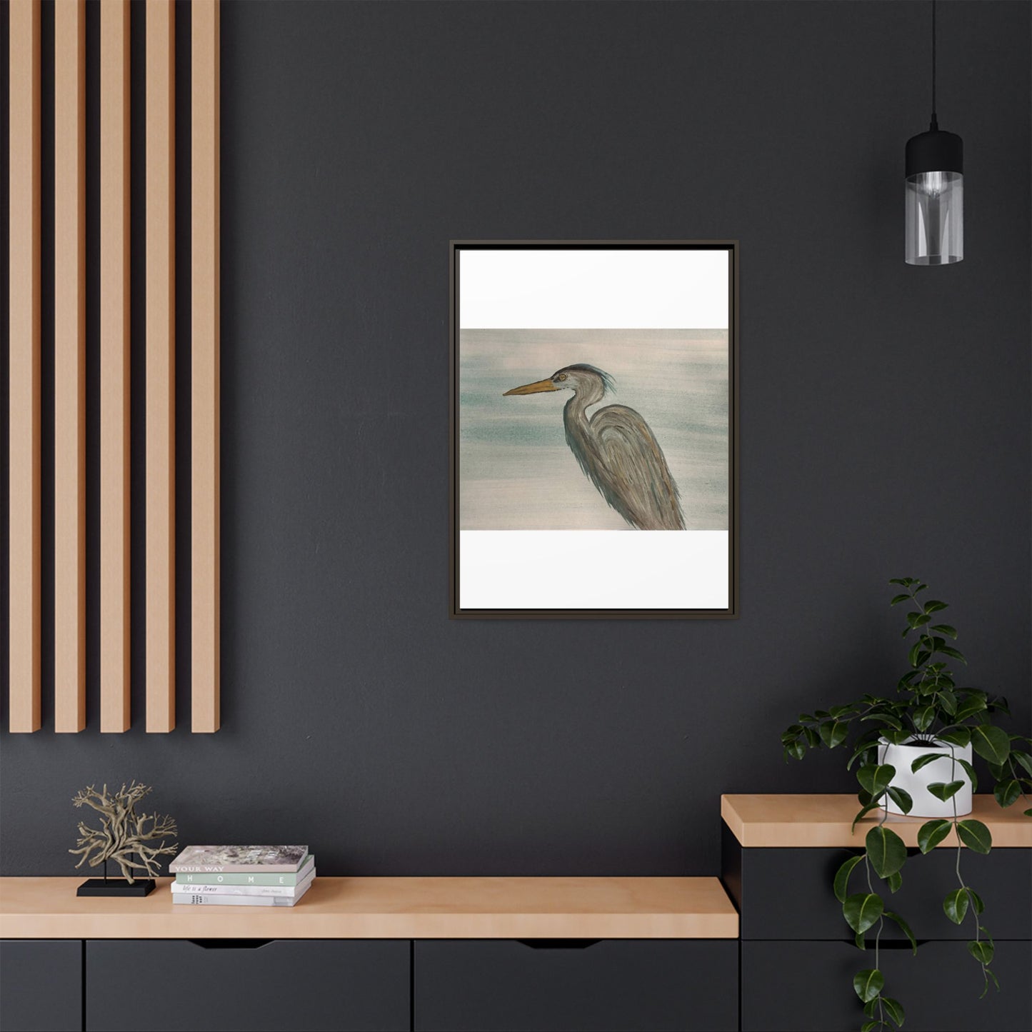 Blue Heron Matte Canvas, Framed (Multi-color)