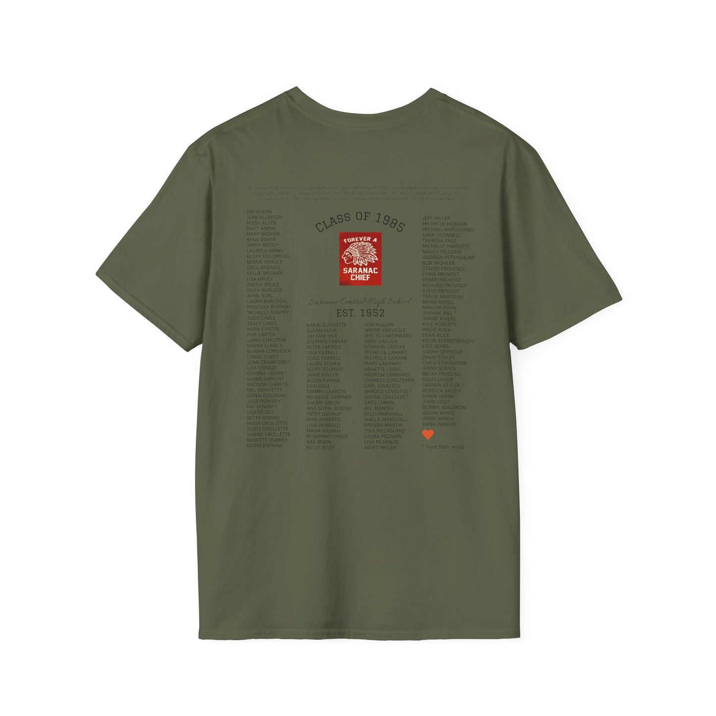Saranac Chiefs Class of '85 Reunion Unisex T-Shirt - Nostalgic College Tee, Class of 1985 Spirit Wear, Forever a Chief Apparel, Vintage Fan Top
