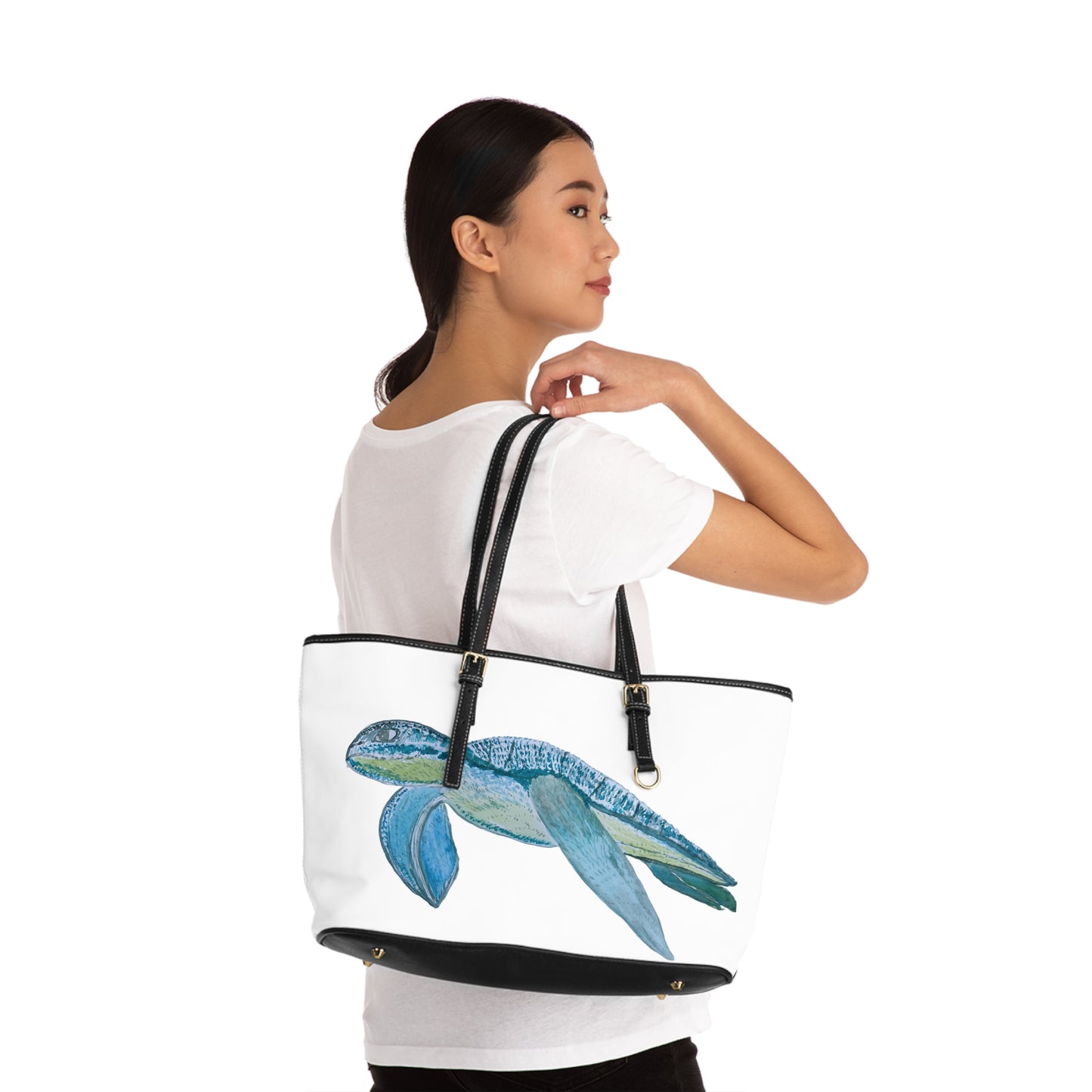 Blue and Green Sea Turtle PU Leather Shoulder Bag