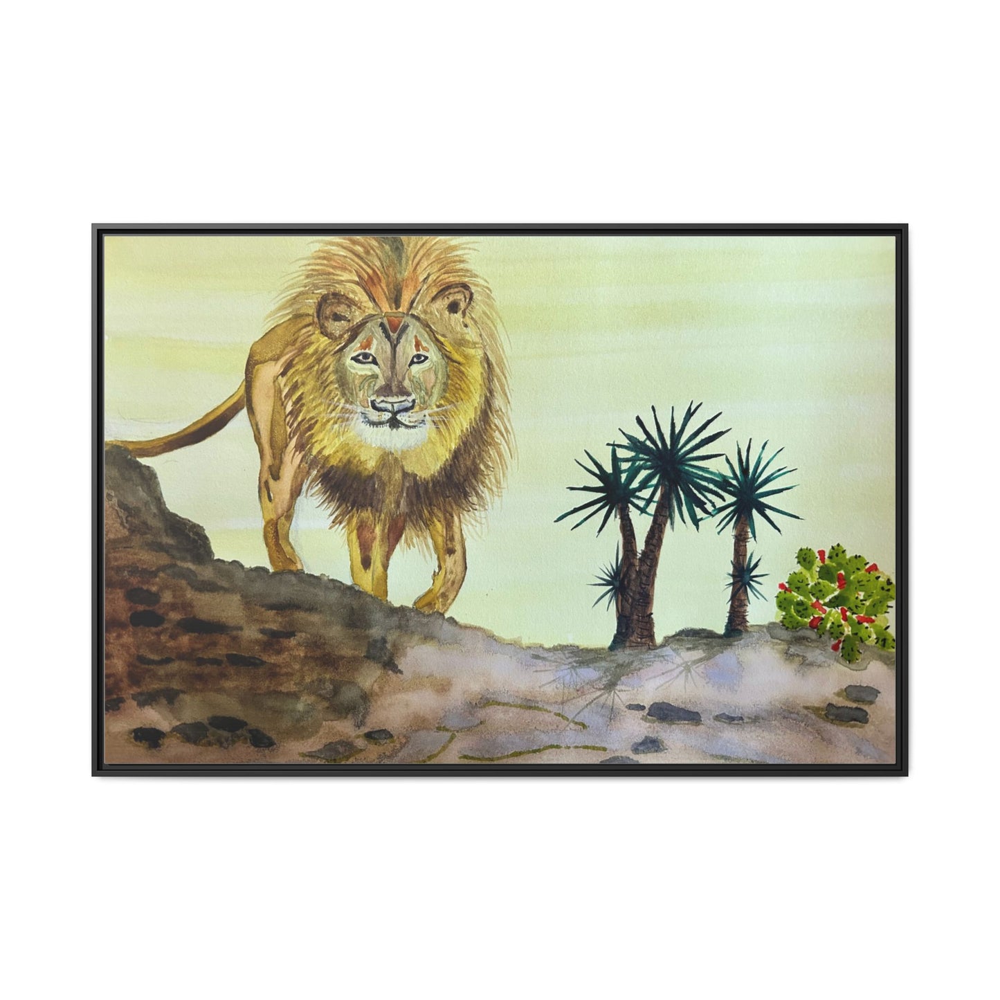 Lion Matte Canvas, Framed (Multi-color)