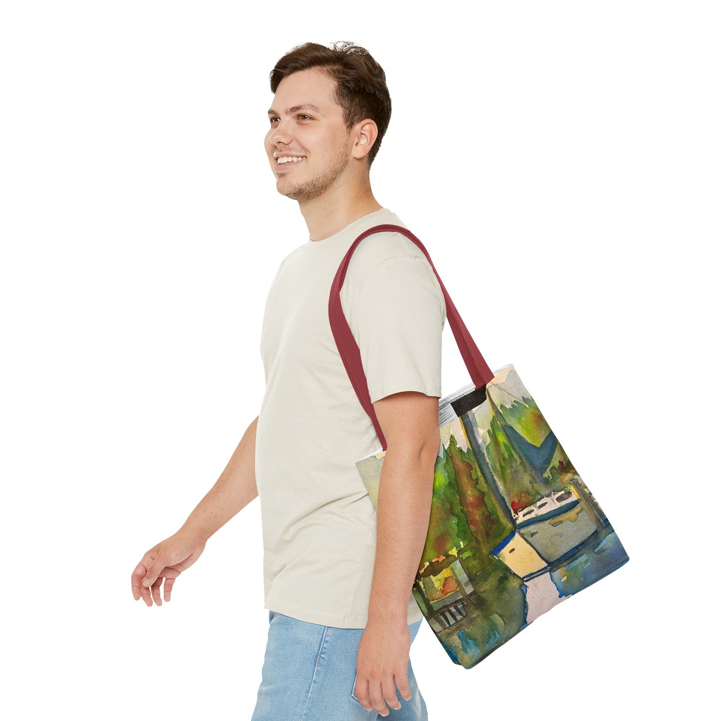 "Time to Sail Free" Watercolor Sailboat Tote Bag | Nautical Beach Bag, Bohemian Shopper, Eco-Friendly Canvas, Gift for Sailors, Summer Essentials