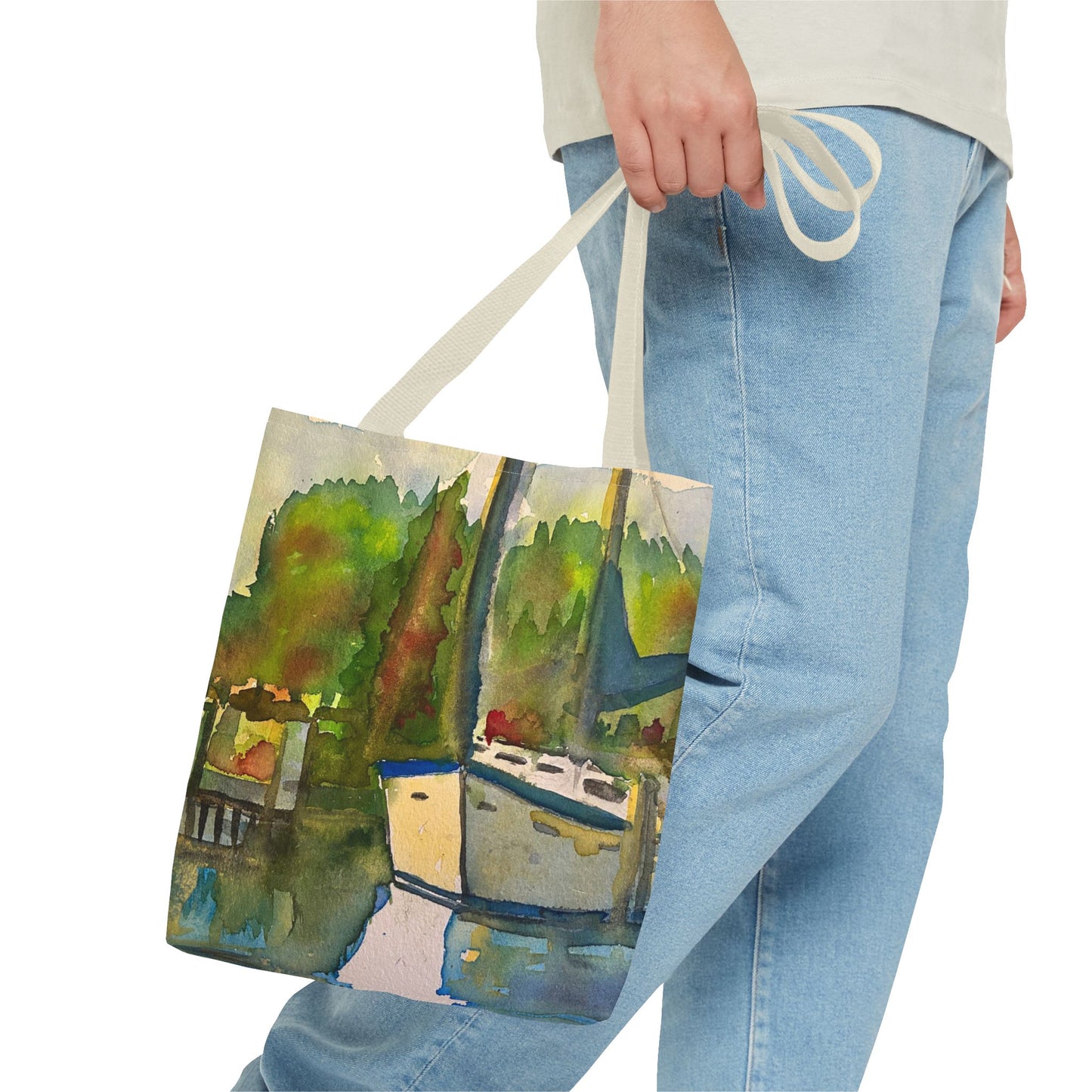 "Time to Sail Free" Watercolor Sailboat Tote Bag | Nautical Beach Bag, Bohemian Shopper, Eco-Friendly Canvas, Gift for Sailors, Summer Essentials