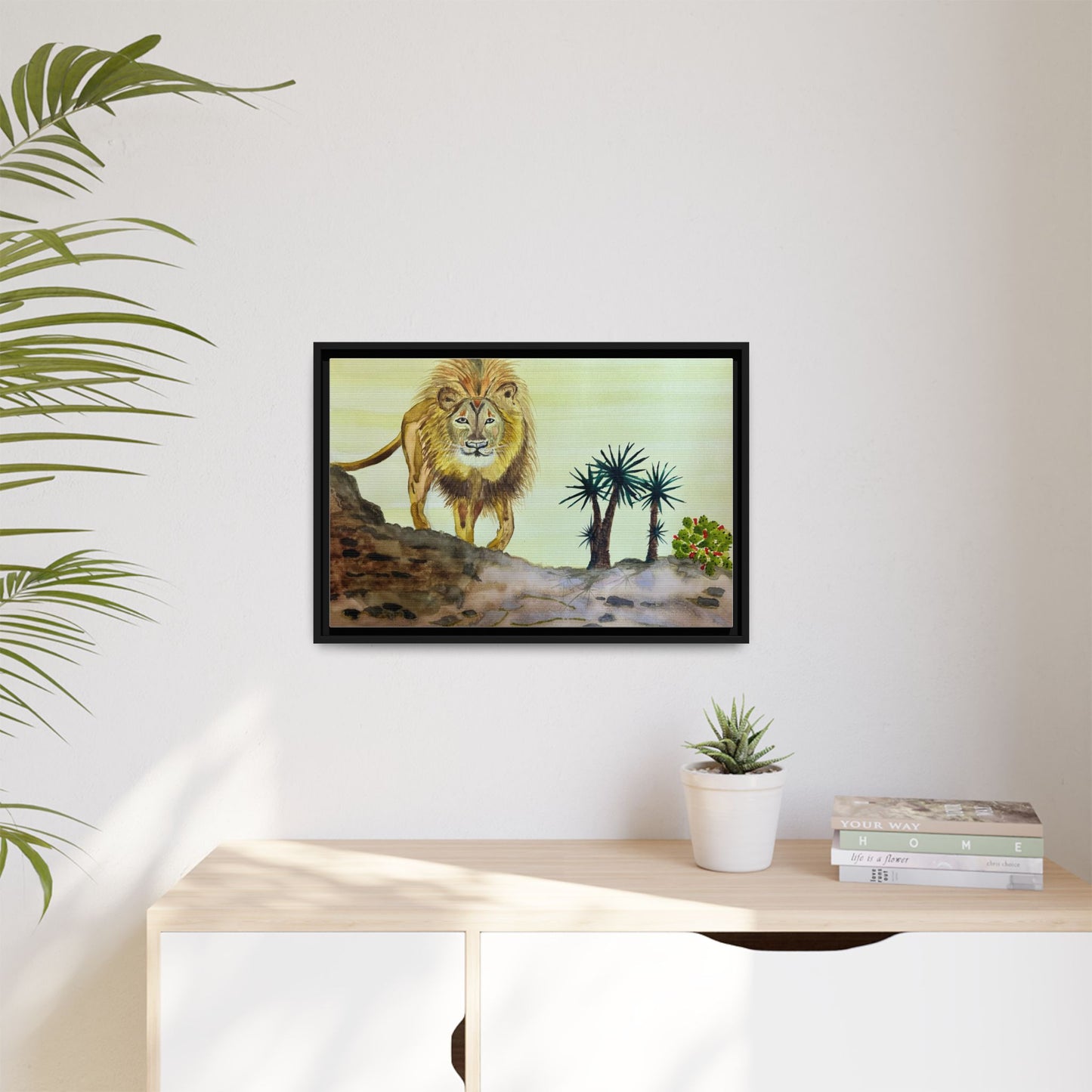 Lion Matte Canvas, Framed (Multi-color)