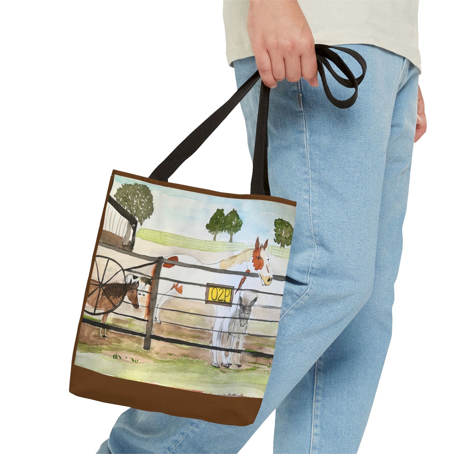 "Out 2 Pasture" Rescue Animal Ranch Tote Bag & Stable Scene Design