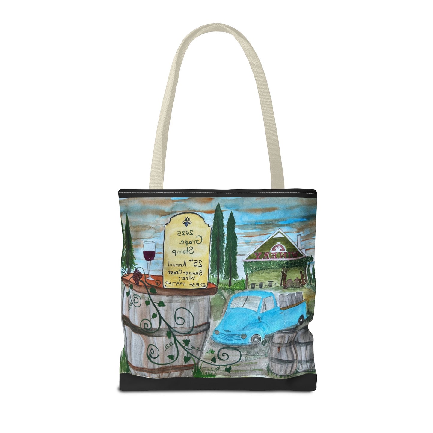 Sumner Crest Winery 25th Annual Grape Stomp is Charming Vineyard Tote Bag, Wine Lover Gift, Travel Bag, Grocery Tote, Eco-Friendly Shopping, Artisan Artwork