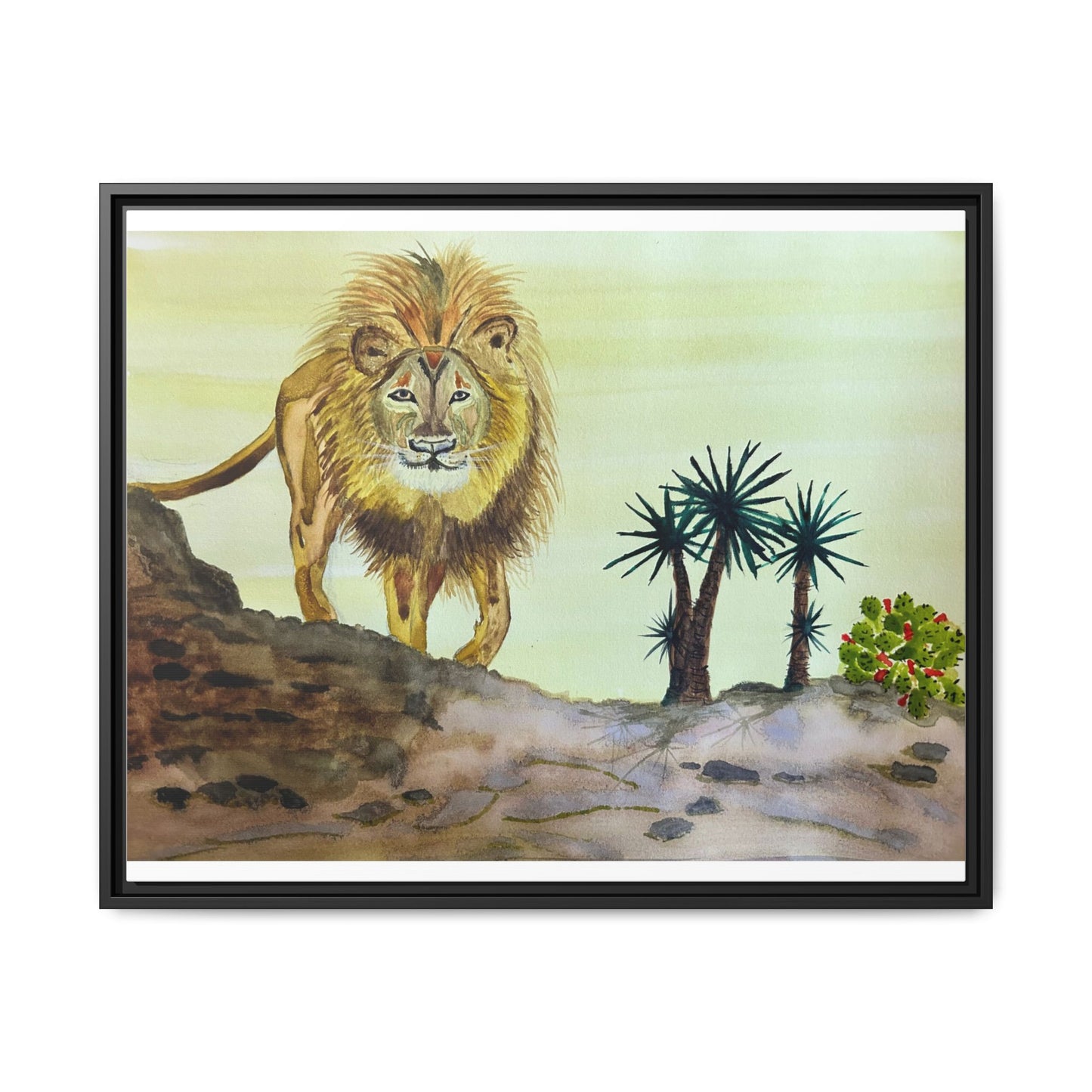 Lion Matte Canvas, Framed (Multi-color)