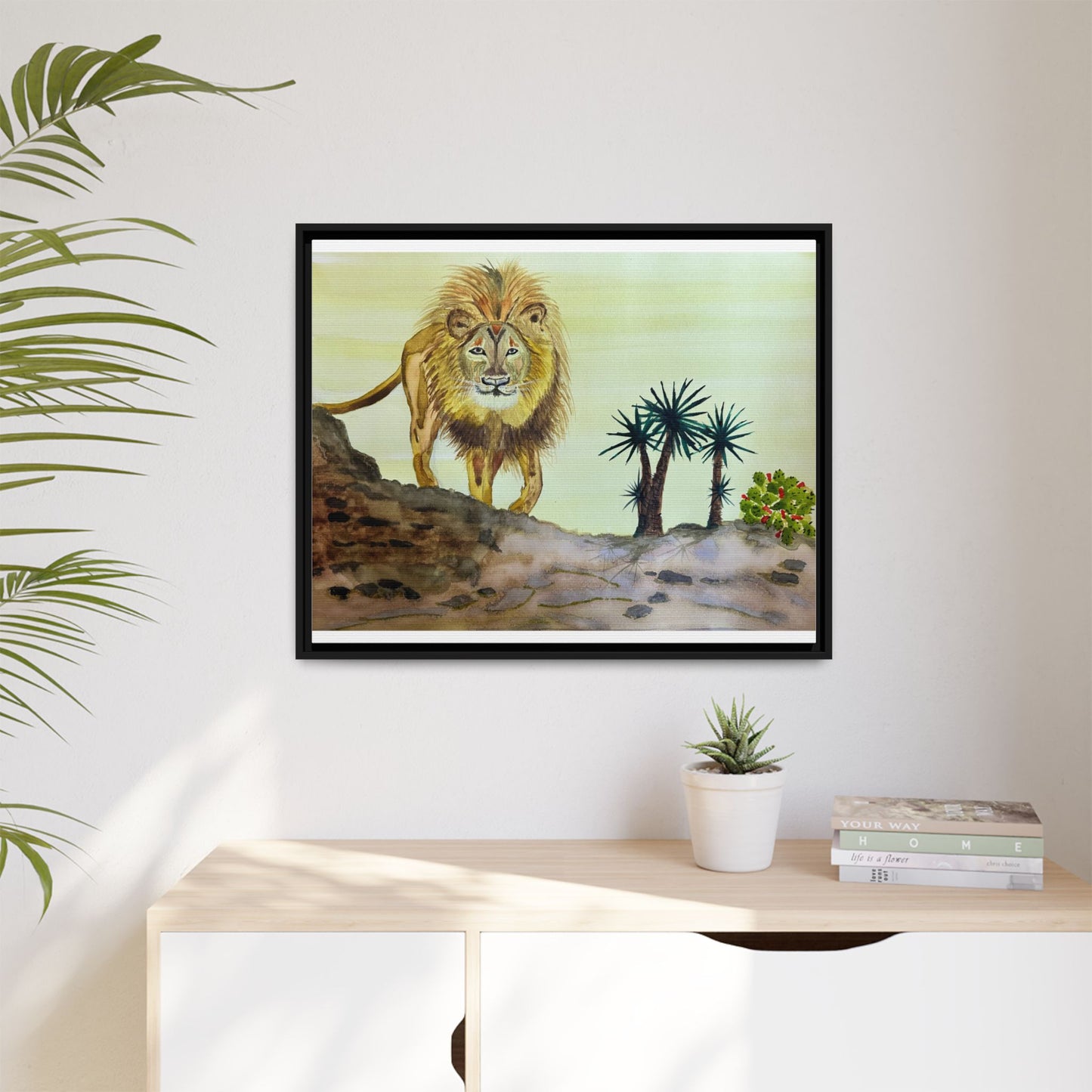 Lion Matte Canvas, Framed (Multi-color)