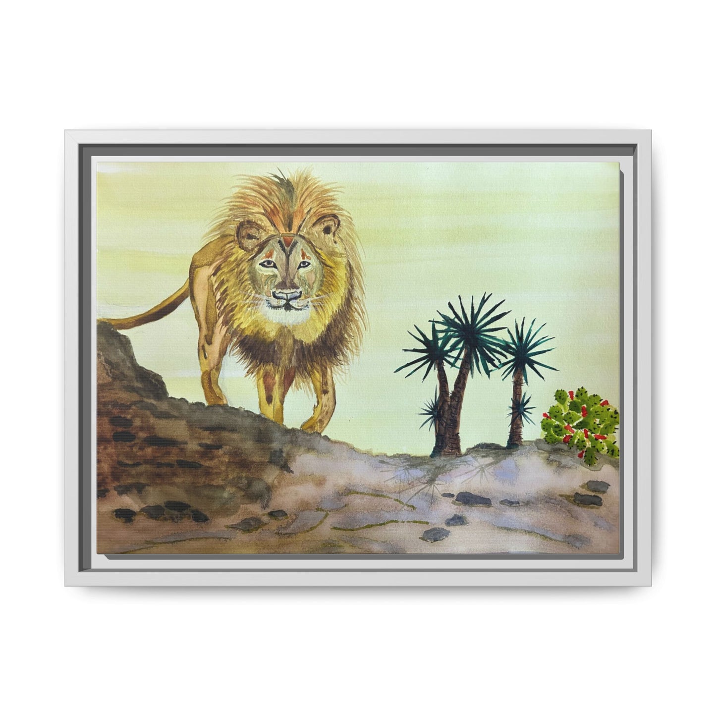 Lion Matte Canvas, Framed (Multi-color)