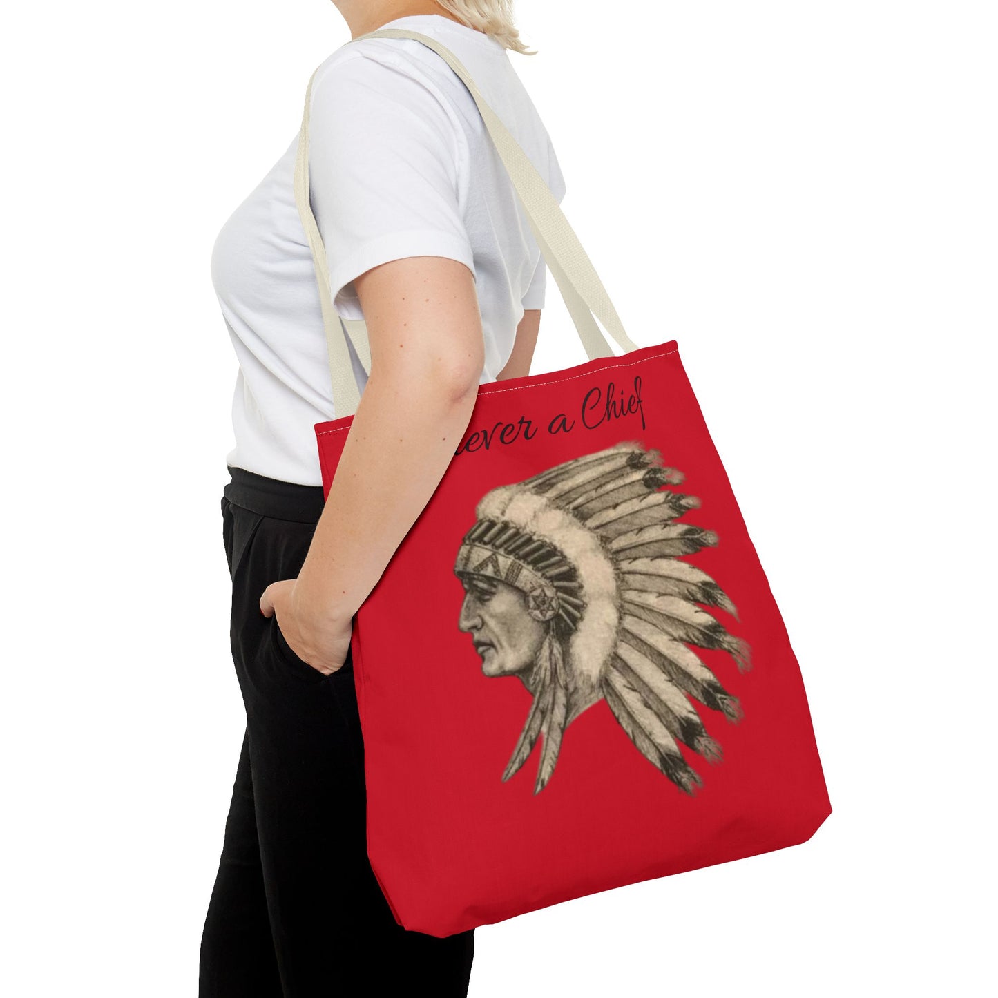 Forever a Chief Tote Bag, School Spirit Bag, Red Tote for Students, Eco-Friendly Shopping Bag, College Travel Tote