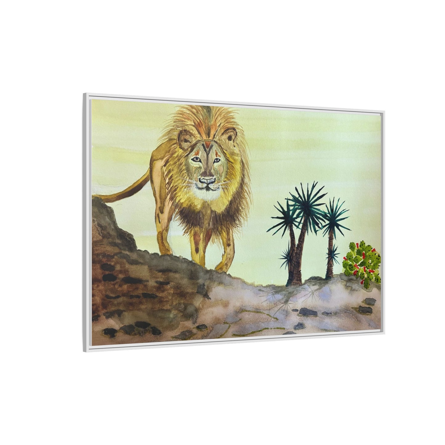 Lion Matte Canvas, Framed (Multi-color)