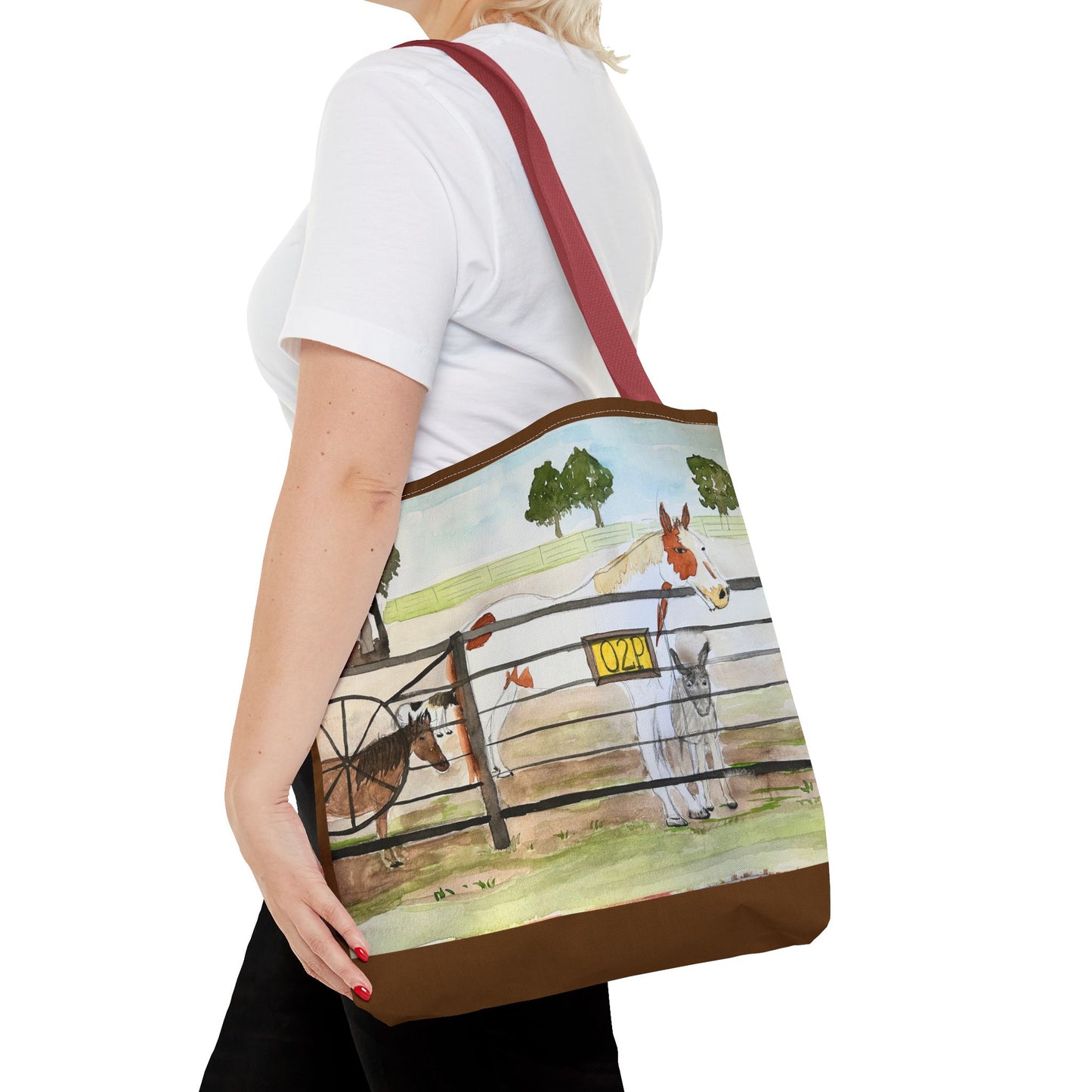 "Out 2 Pasture" Rescue Animal Ranch Tote Bag & Stable Scene Design