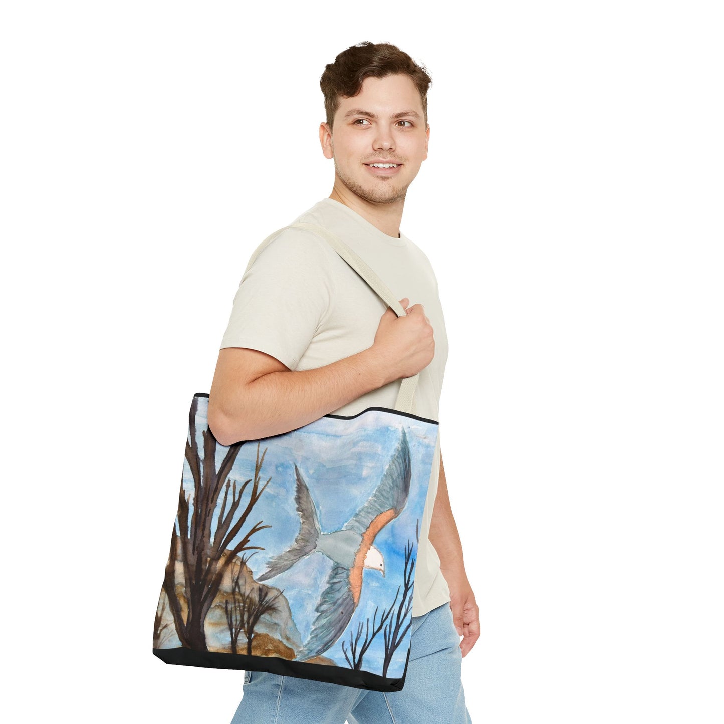 Elegant Bird Design Tote Bag, Nature Lover's Gift, Eco-Friendly Shopping Bag, Unique Art Tote, Everyday Carryall Bag