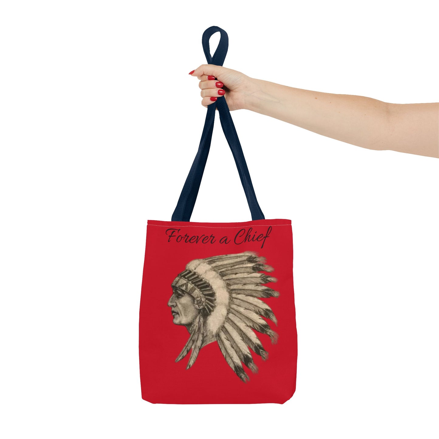 Forever a Chief Tote Bag, School Spirit Bag, Red Tote for Students, Eco-Friendly Shopping Bag, College Travel Tote
