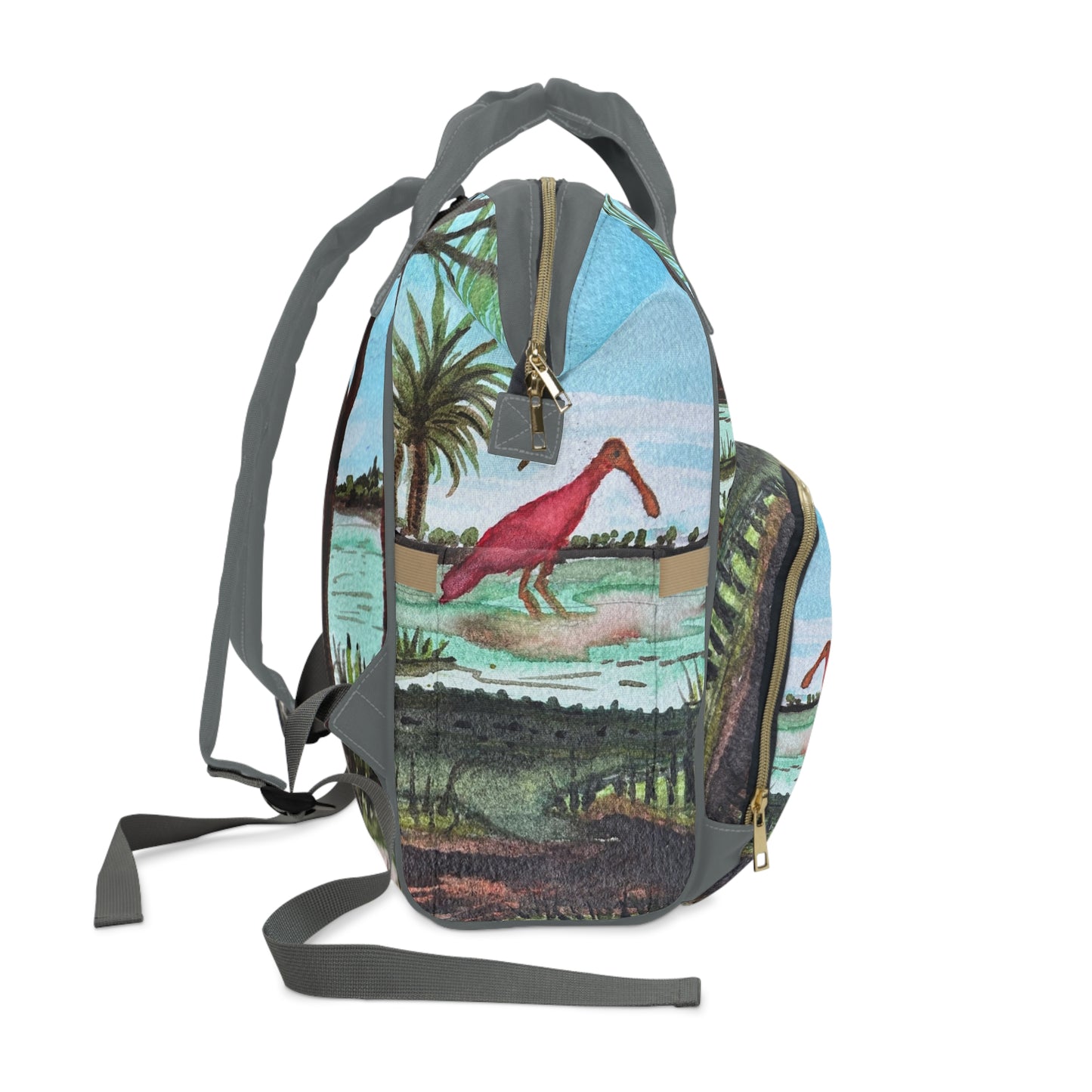 Roseate Spoonbill & Gator - Multifunctional Diaper Backpack