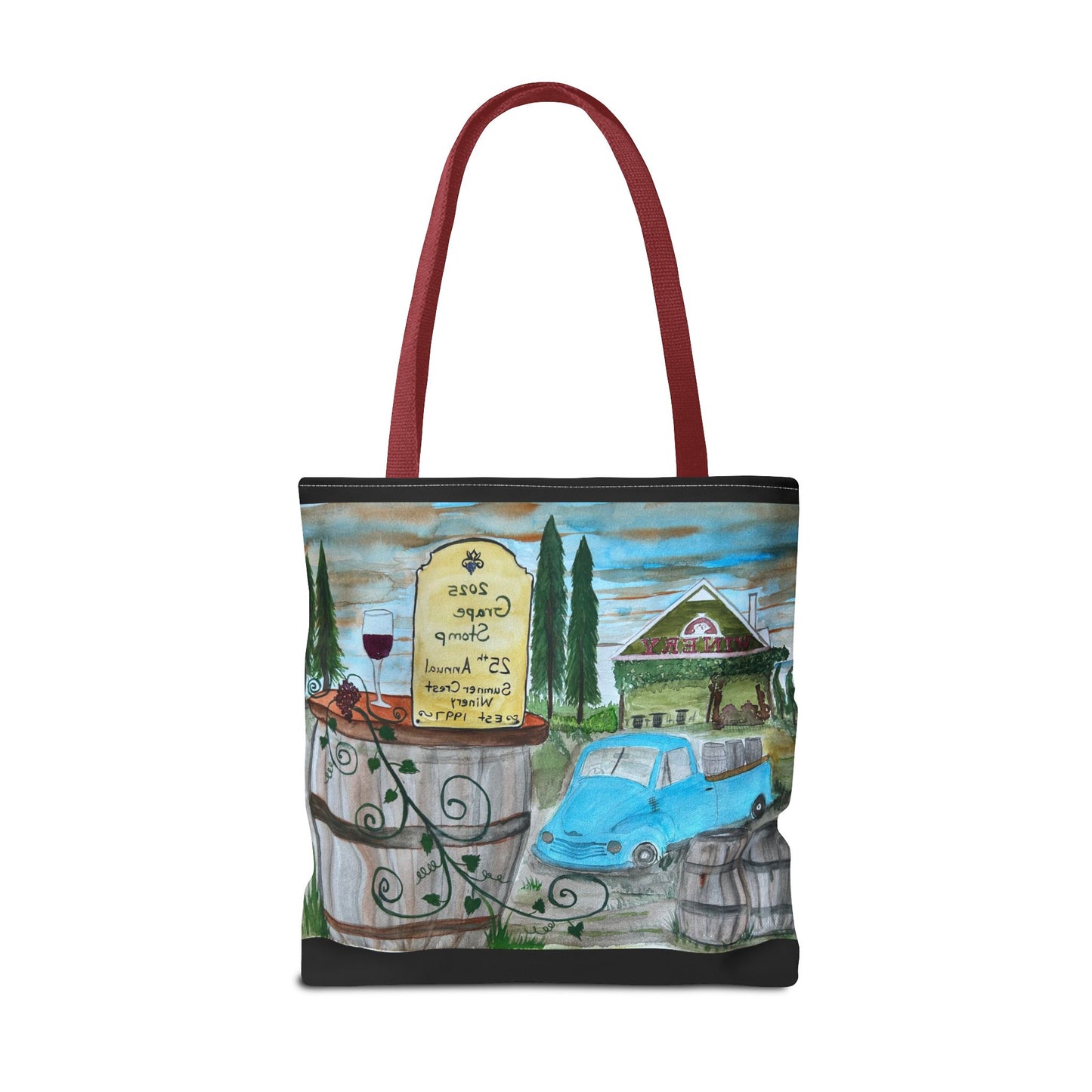 Sumner Crest Winery 25th Annual Grape Stomp is Charming Vineyard Tote Bag, Wine Lover Gift, Travel Bag, Grocery Tote, Eco-Friendly Shopping, Artisan Artwork