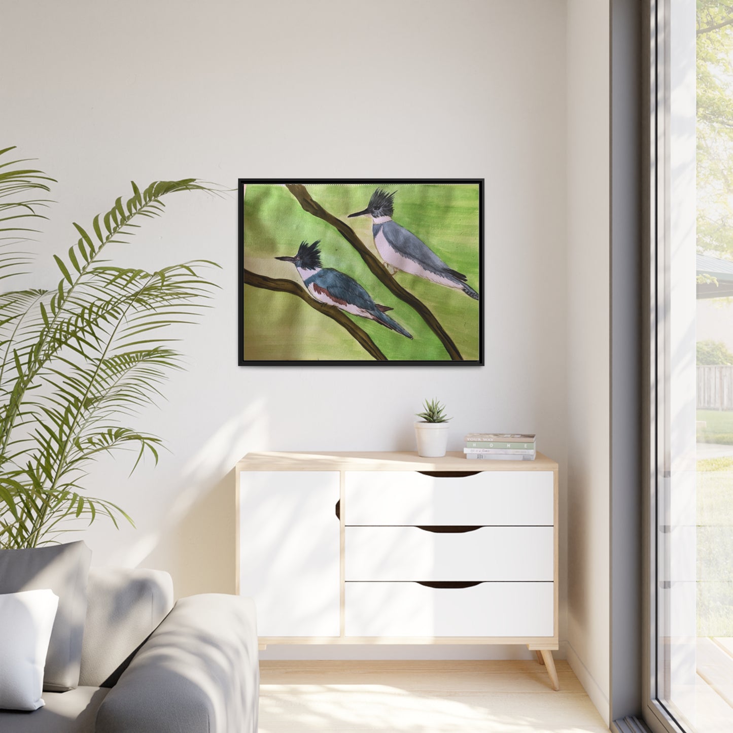 Belted King Fisher Matte Canvas, Black Frame