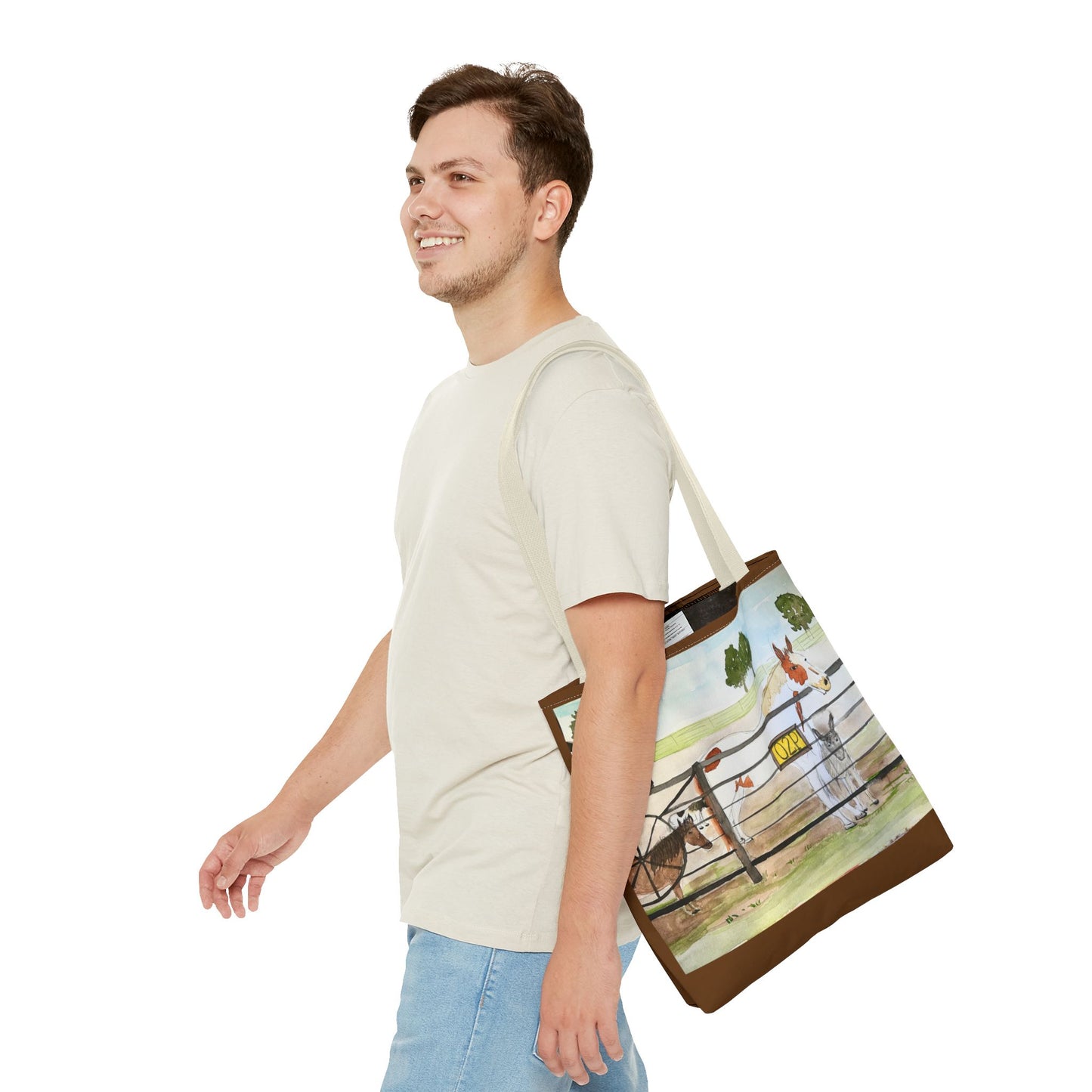 "Out 2 Pasture" Rescue Animal Ranch Tote Bag & Stable Scene Design