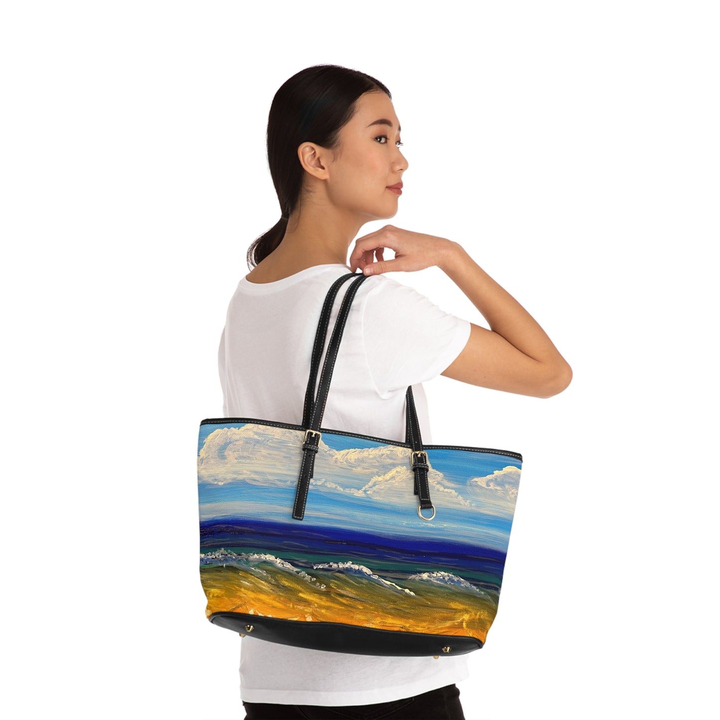 "Rumbling Sea" PU Leather Shoulder Bag