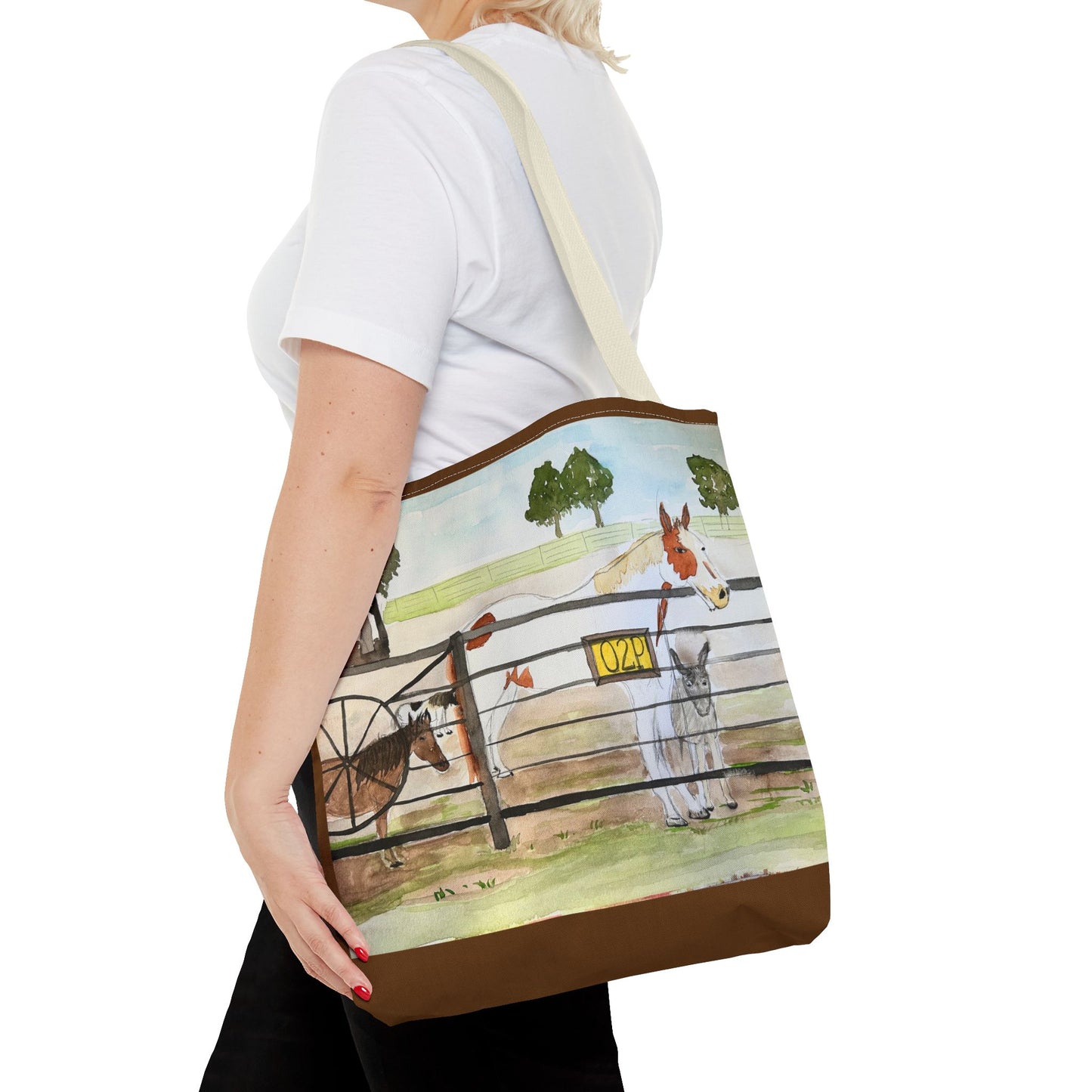 "Out 2 Pasture" Rescue Animal Ranch Tote Bag & Stable Scene Design